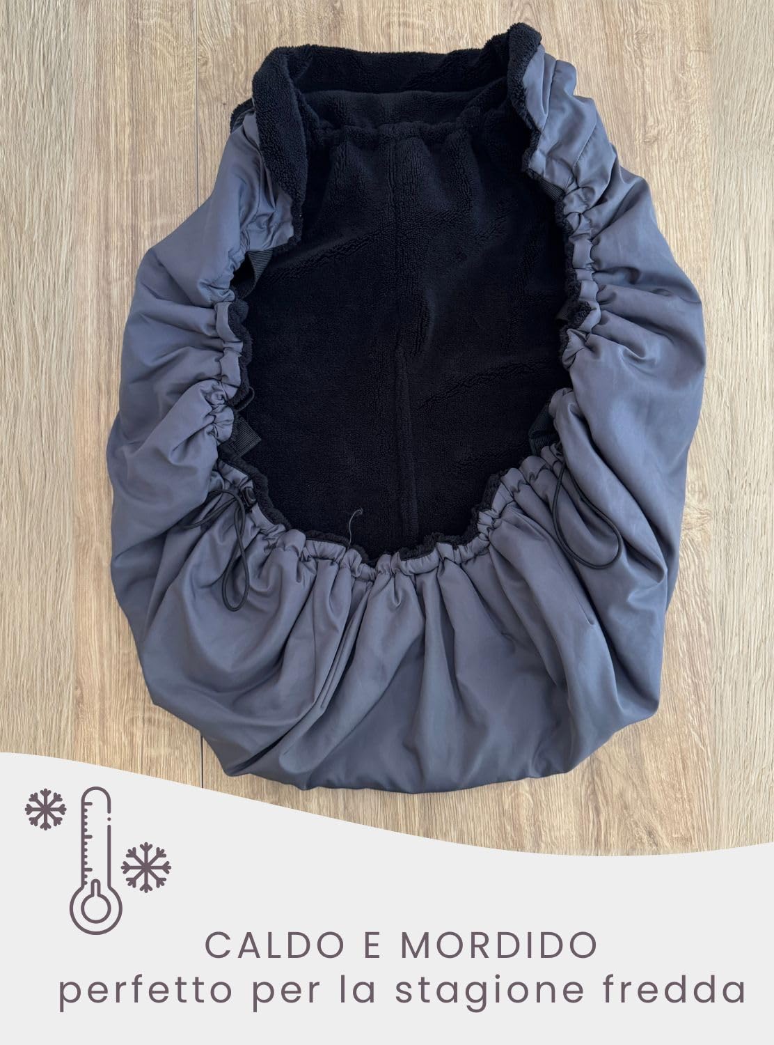 Neko Cover Invernale Universale per Marsupio e Fascia Porta-Bebè – 2 in 1 per Marsupio, Fascia, Porta Bimbo, Passeggino, Ovetto – Impermeabile, Antivento e Calda per Neonati (Nero)