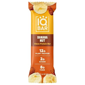 IQBAR Brain and Body Keto Protein Bar - Banana Nut Keto - Energy Bar - Low Carb Protein - High Fiber Vegan and Low Sugar Meal Replacement - Vegan Snack