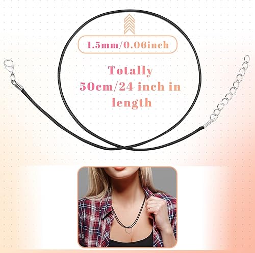 Miniatura 7 de Tudomro 100 piezas de collar de cuero encerado de 20 pulgadas a granel con cierre colorido collar pulsera cadenas cuerda cordón, poliéster, aleación