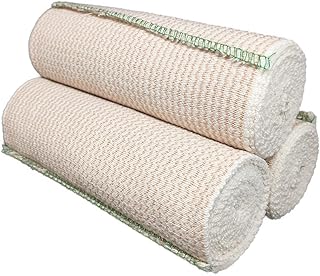 Elastic Bandage Wrap with Self-Closure [Pack of 3] 6 Inch Comfort Athletic Compression Roll, 5 Yards Stretched for Customi...