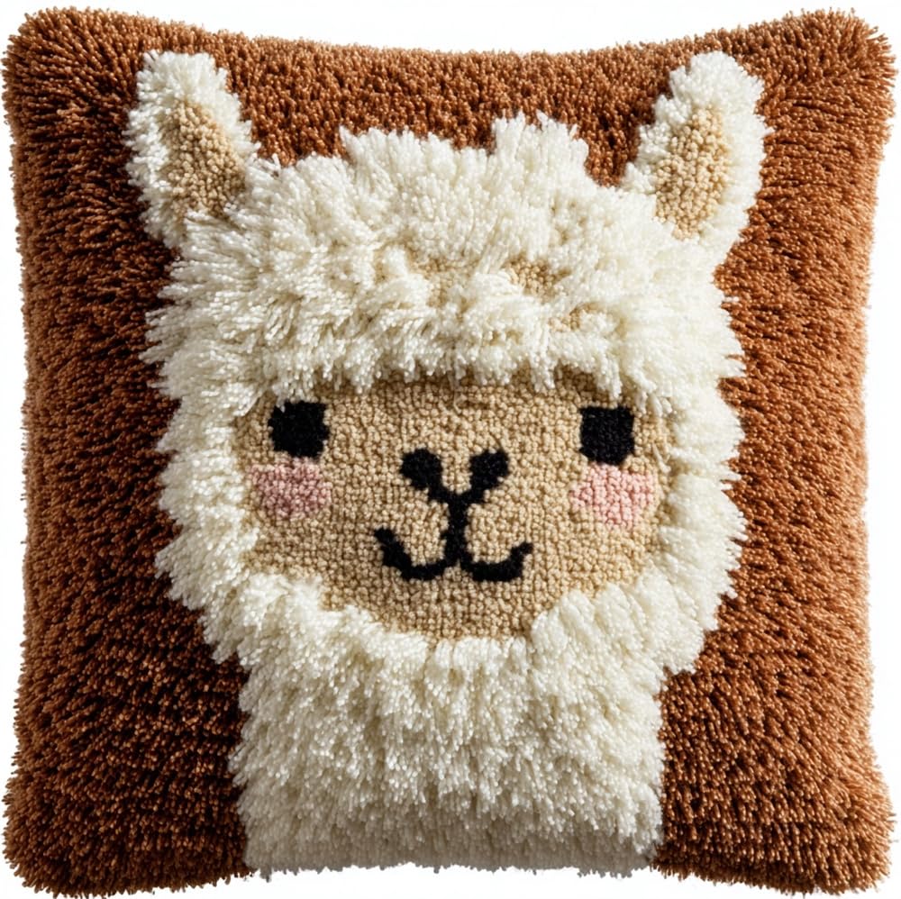 FWRTYCB Latch Hook Pillow Case Kits,Alpaca Latch Hook Kits Cushion
