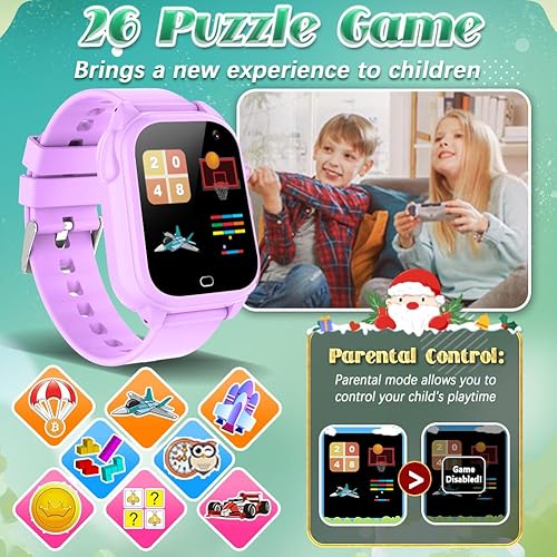 Miniatura 4 de Reloj inteligente impermeable para niños y niñas de 3 a 12 años, juguetes de aprendizaje con 26 juegos, cámara, video, pantalla táctil, reproductor