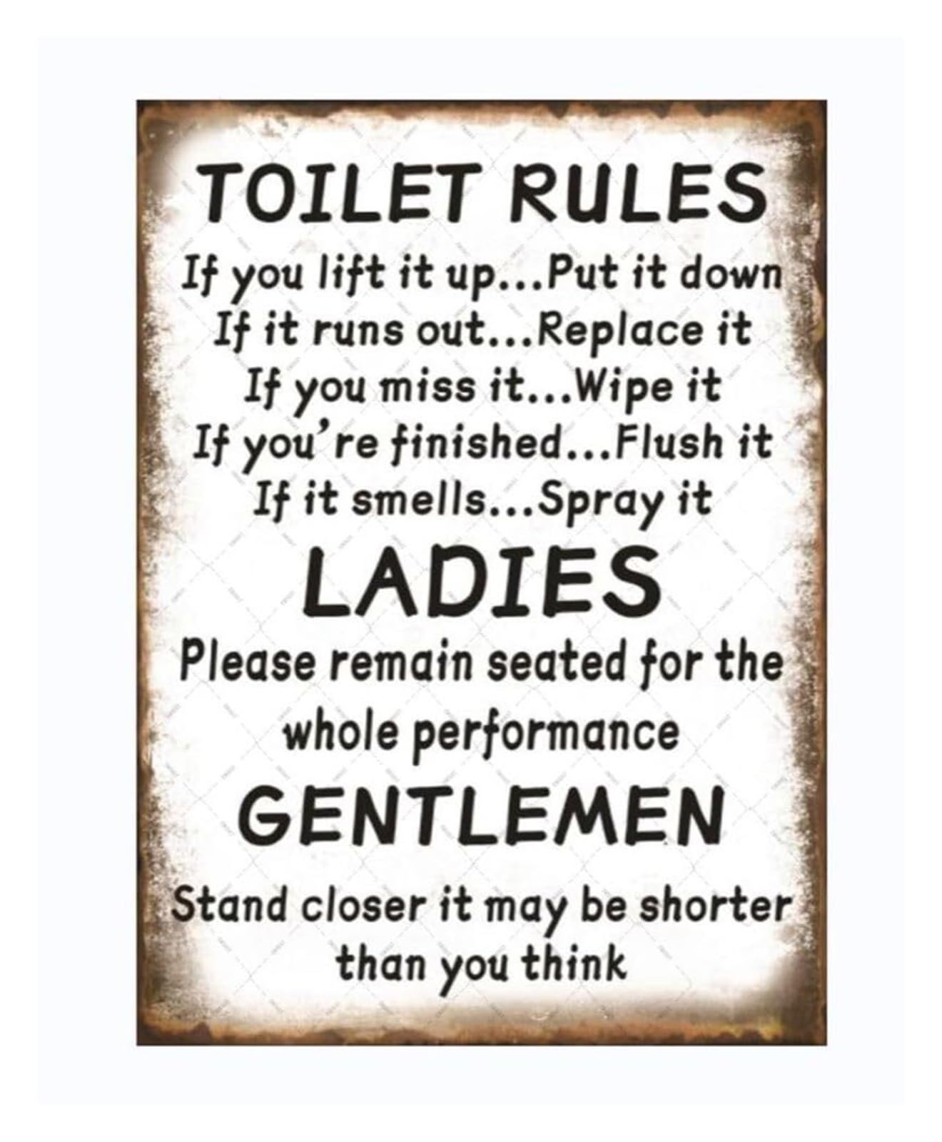 FNYUVNFAF Vintage Toilet Rules Sign Retro Metal Tin Novelty Wall Decor for Bathroom Restroom Powder Room 8 X 12 inch