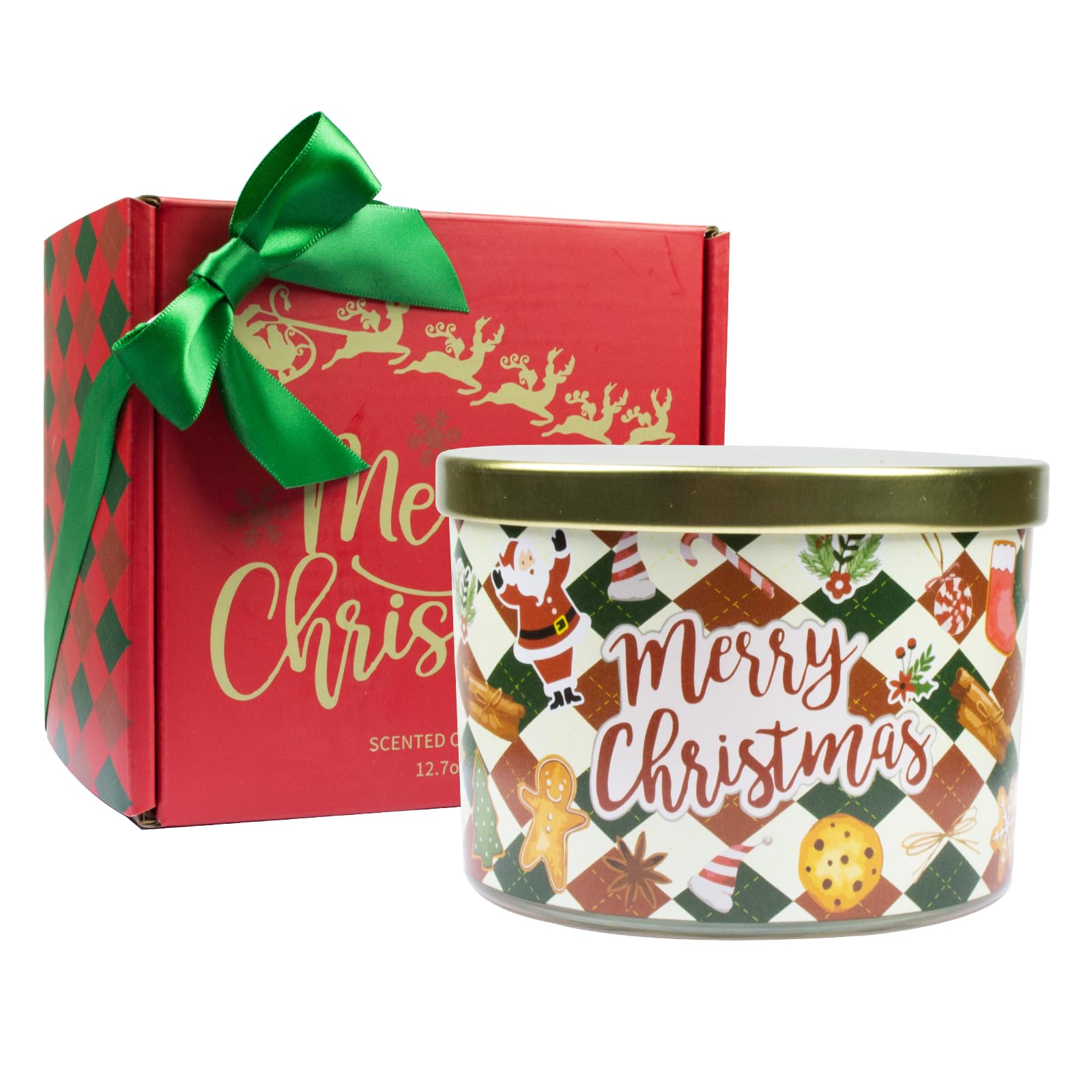 Christmas Candles - Christmas Gifts for Women, Natural Soy Wax Gingerbread Scented Candles(12.7oz)
