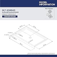 Vista 123 de DreamLine SlimLine DLT-1134420-22 - Base de ducha con drenaje central de 34 pulgadas de profundidad x 42 pulgadas de ancho x 2 3/4 pulgadas de alto