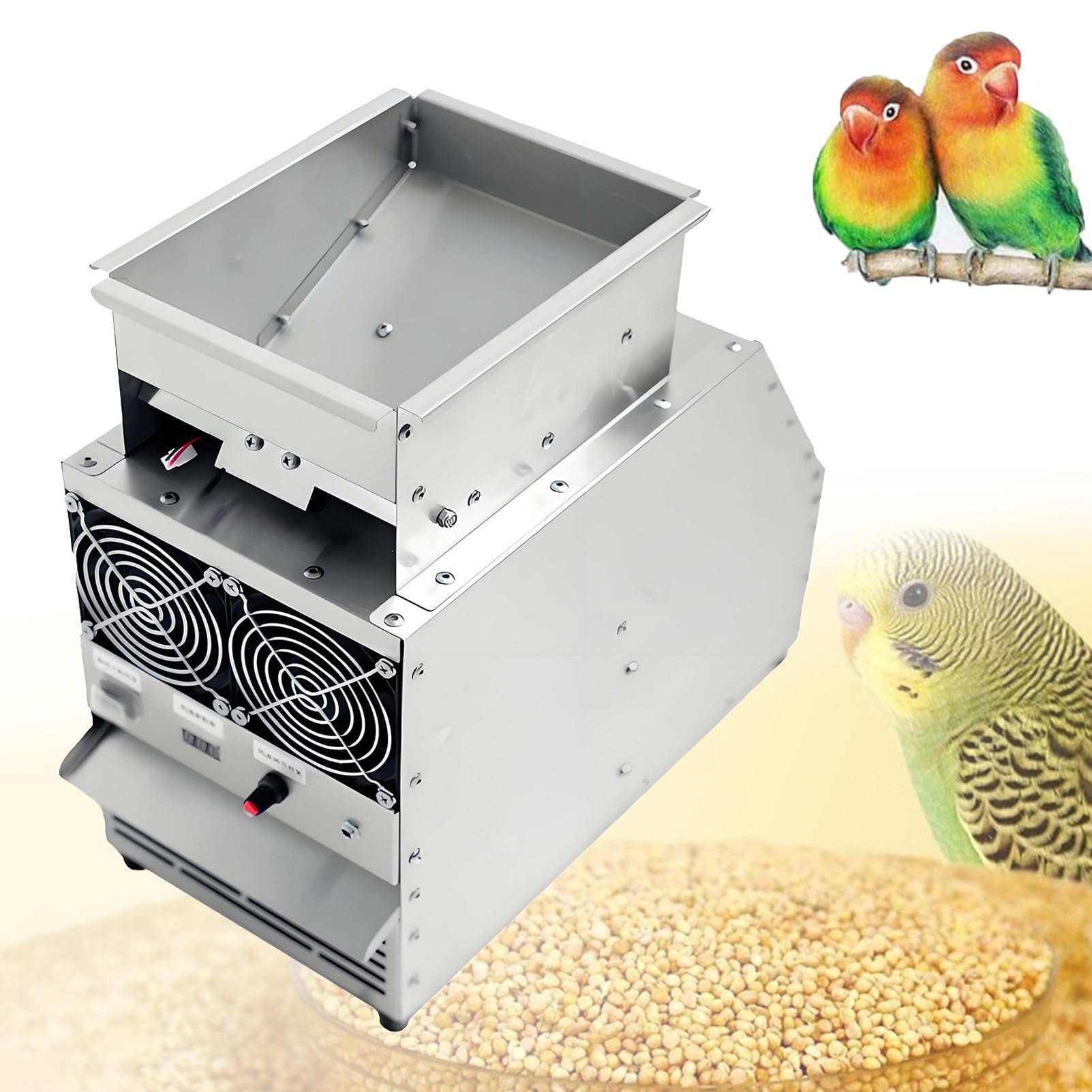 Epygnom Multicolor Bird Feed Blown Shell Splitter Bird Seed Cleaner Cleaning Machine With Adjustable Speed Fan Cereals Winnowing Machine Grain Thrower Screening Machine 30~40Kg/H