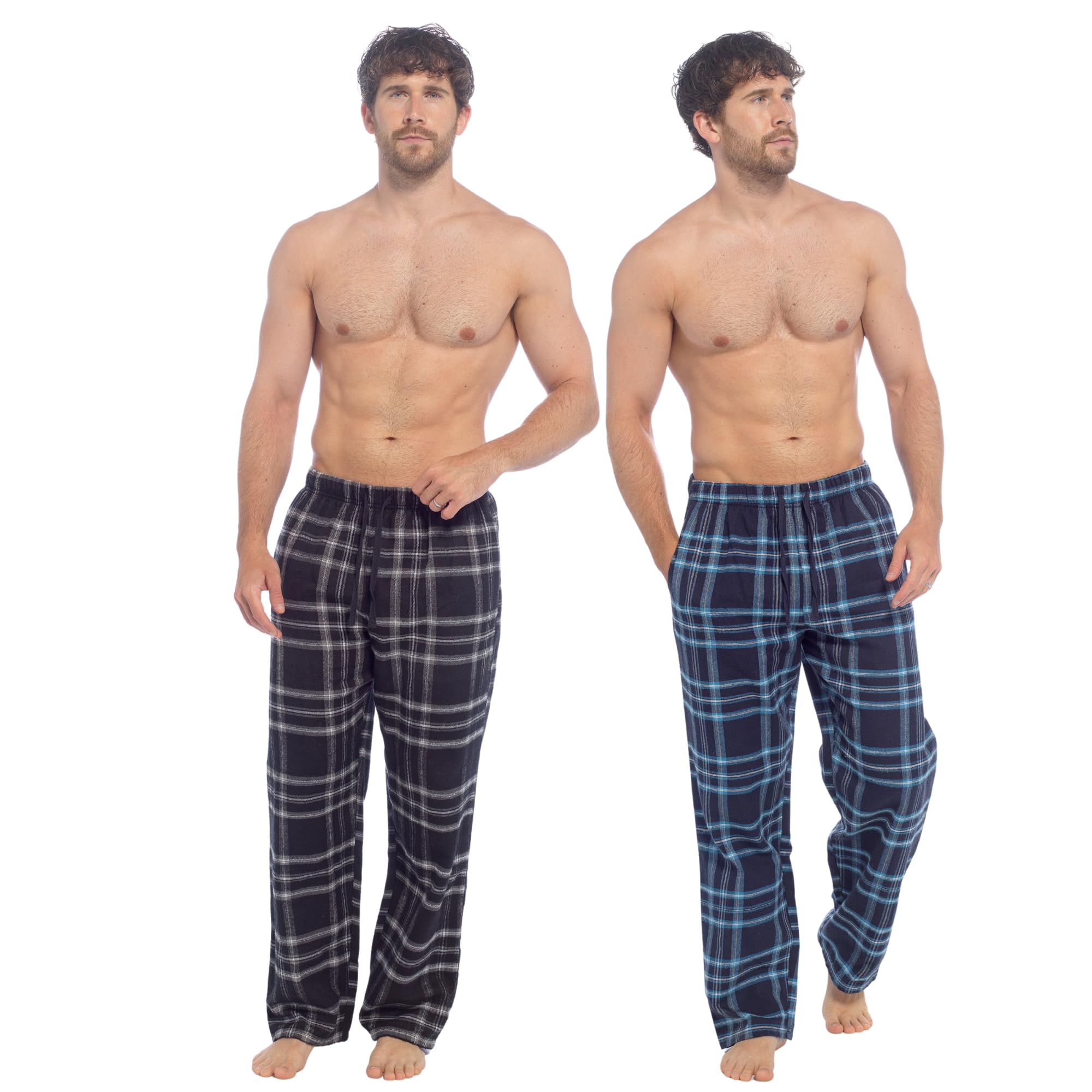 Mens 2 Pack Cotton Check Lounge Pants Pyjama Set-image-16