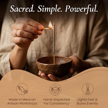 Premium White Copal Incense Sticks, Pure Mayan Resin Made in Mexico 20 Pcs