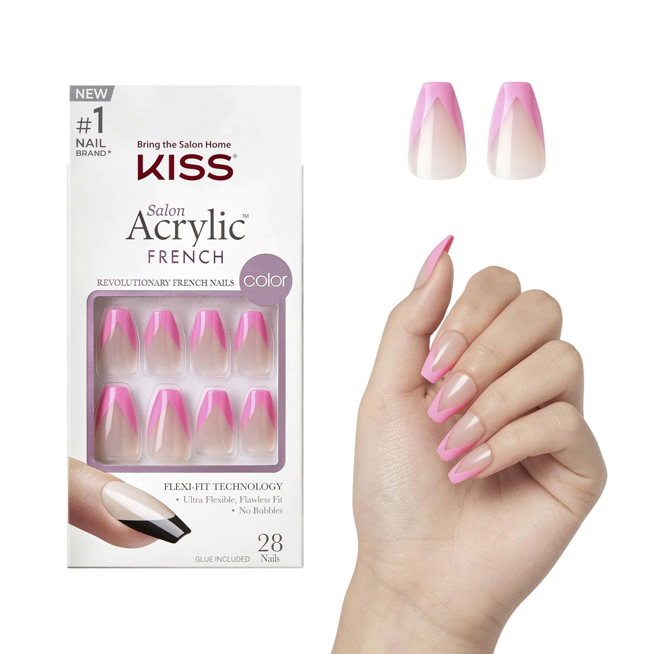 Kit de uñas postizas acrílicas desnudas francesas, color rosa cuadrado, uñas postizas cortas, gel de doble forma, efecto de construcción de uñas, juego completo con pegamento para uñas postizas y