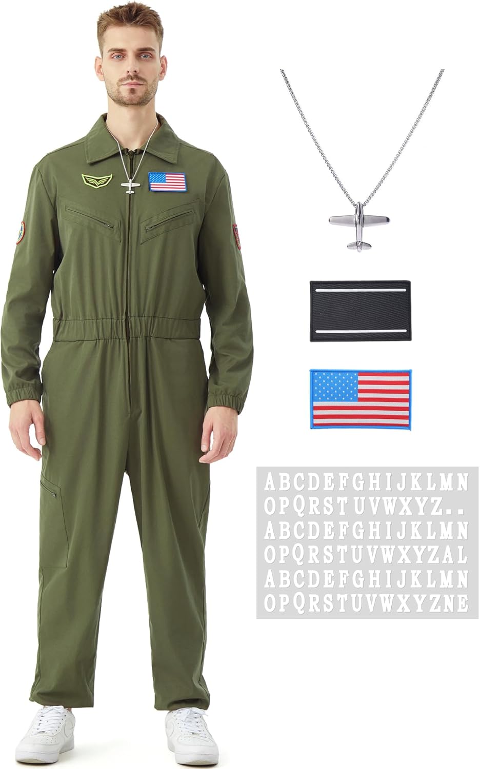 JoeRita Pilot Jumpsuit Men Women Air Force Flight Outfit Costume Flight Suit Halloween Cosplay with Accessories DIY Patches - Image 2