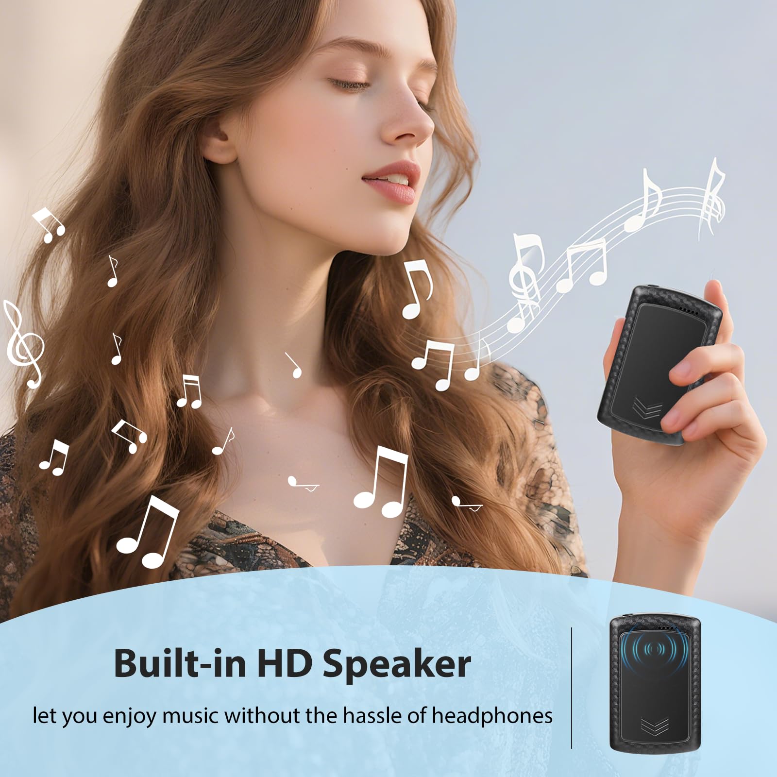 Lettore MP3 Bluetooth 5.2 – 1,8 pollici TFT schermo a colori con clip Sport 32 GB MP3 – lettore radio FM, altoparlante con cuffie, espandibile fino a 128 GB scheda SD per bambini e adulti