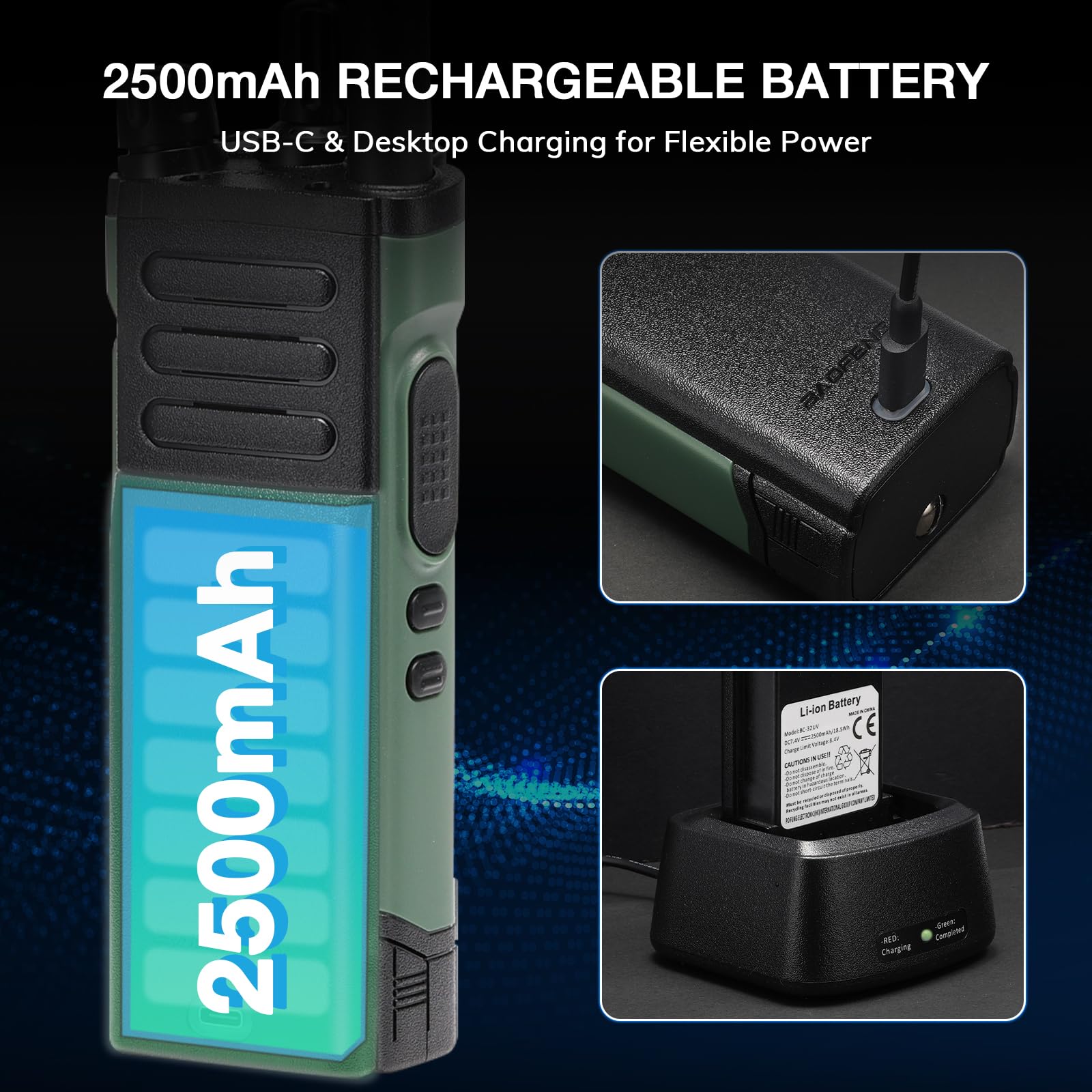 BAOFENG UV-32 10W GPS Radioaficionado Doble Banda, Chirp/Aplicaciones inalámbricas programación, Receptor Am/FM, 1000 Canales, 10 Zonas, Walkie-Talkie de Largo Alcance en Exteriores