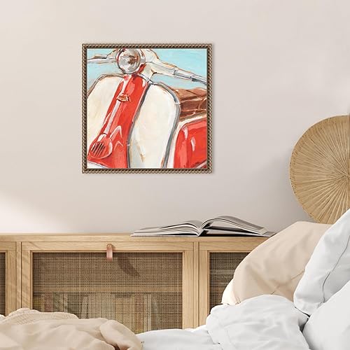 Miniatura 5 de Amanti Art Framed Canvas Wall Art 16x16 Retro Scooter II by Ethan Harper, Framed Wall Art Canvas, Transportation Artwork, Traditional Decor, Small