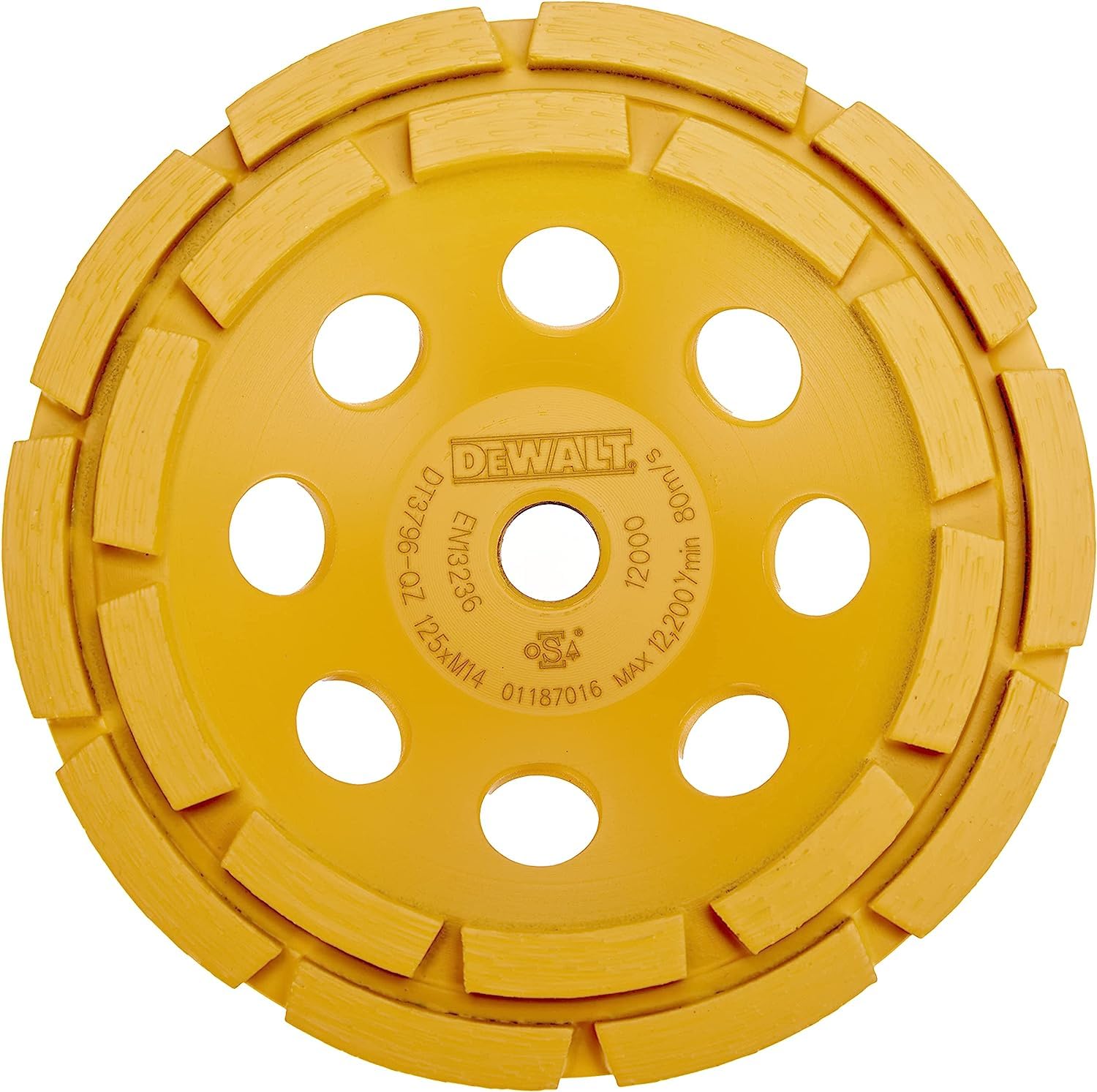 DEWALT Plateau de Surfaçage pour la Pierre 125mm M14 Double - Disque de Ponçage Diamant - Cloche Turbo - Outil de Meulage Rapide - Convient pour une Utilisation Professionnelle, DT3796-QZ