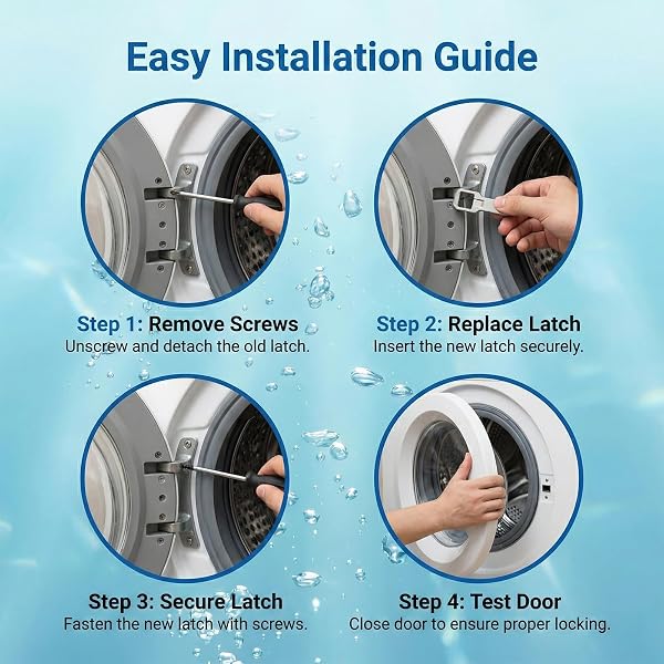 Gancio per Porta Lavatrice con Blocco in Acciaio Inossidabile, Compatibile con Lavatrici a Carica Frontale LG (Rif. MFG63099101), 1 Pezzo, Colore Metallizzato - 4