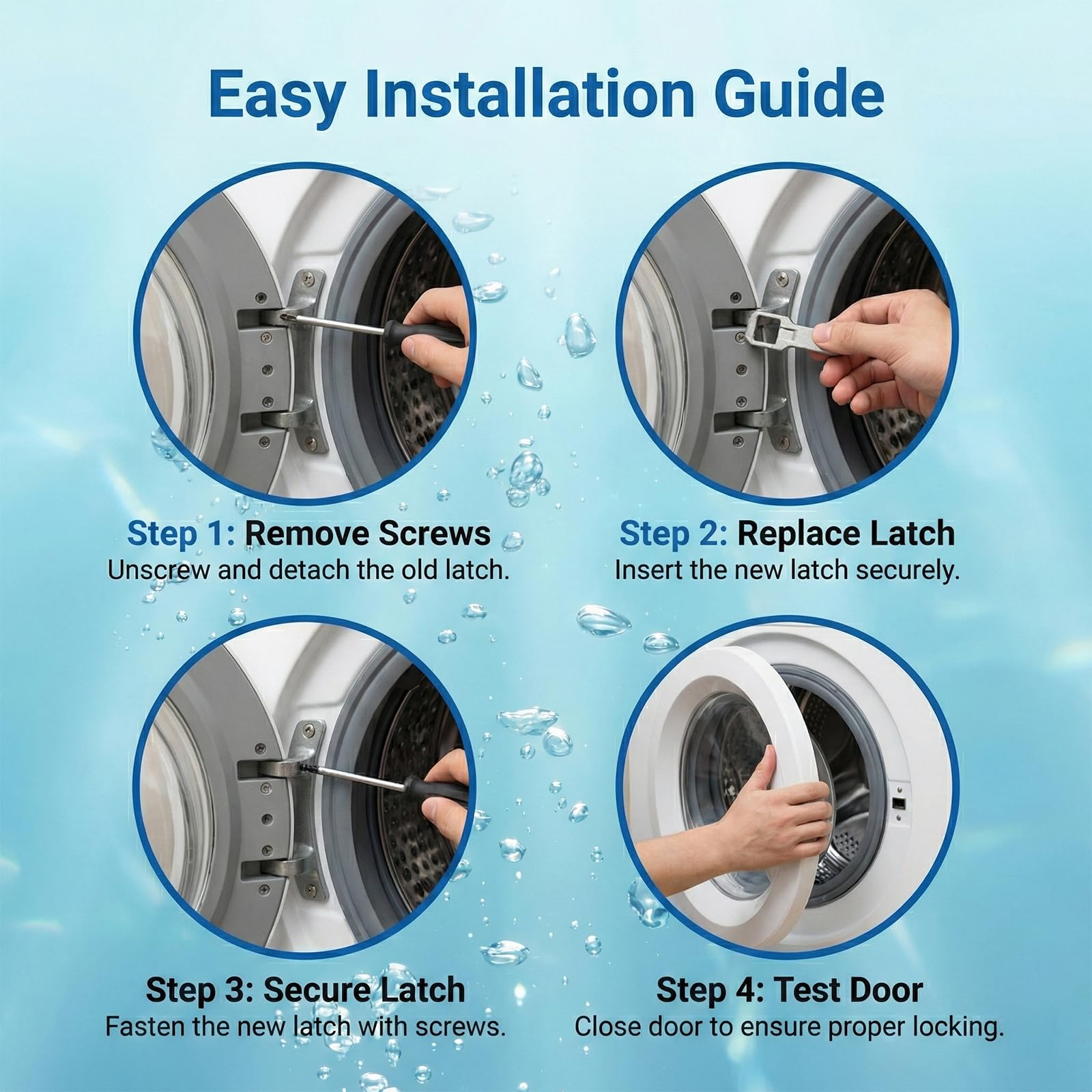 Gancio per Porta Lavatrice con Blocco in Acciaio Inossidabile, Compatibile con Lavatrici a Carica Frontale LG (Rif. MFG63099101), 1 Pezzo, Colore Metallizzato - 5