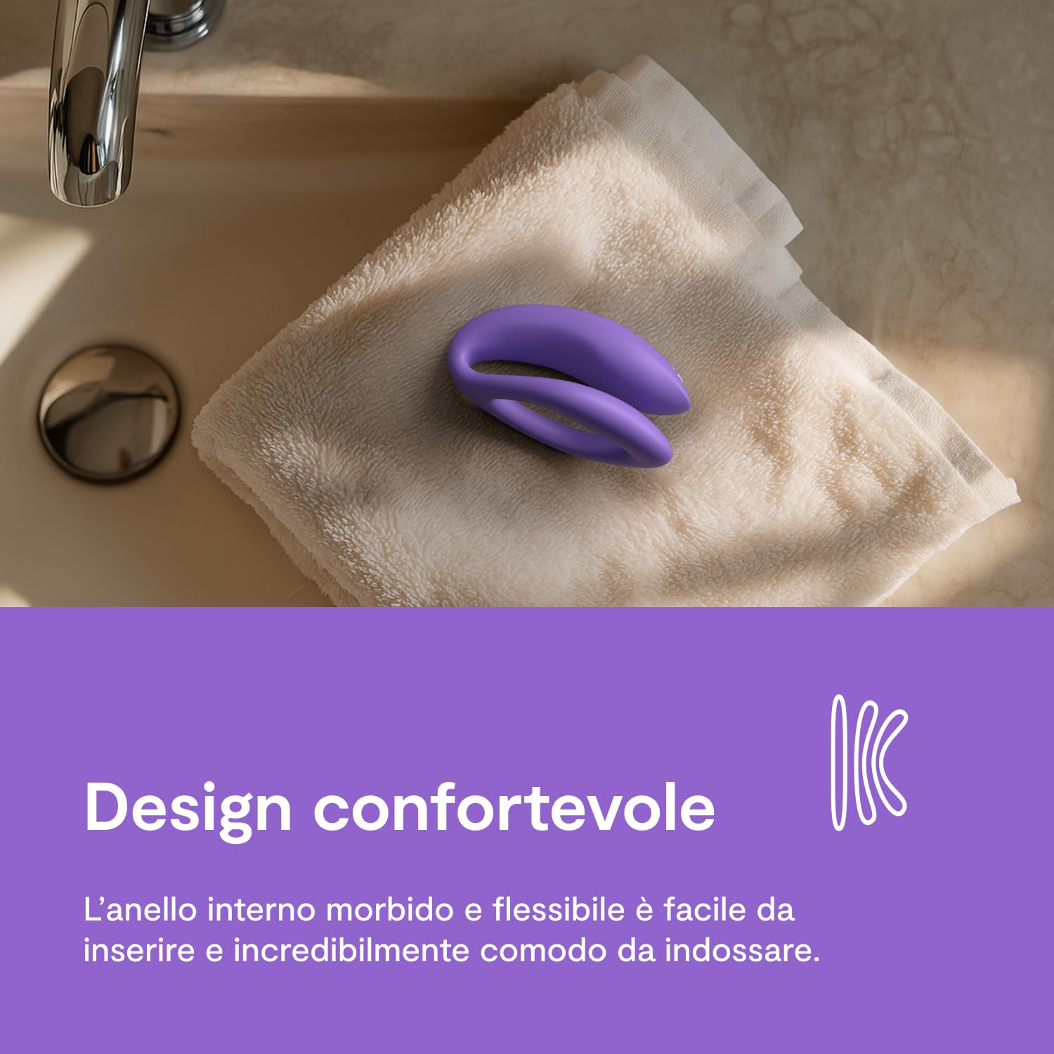 We-Vibe Sync O Vibratore di coppia - Sex toy vibrante a C con telecomando per donne - Controllato tramite app - Stimolazione del punto G e del clitoride - Resistente all'acqua e ricaricabile - viola