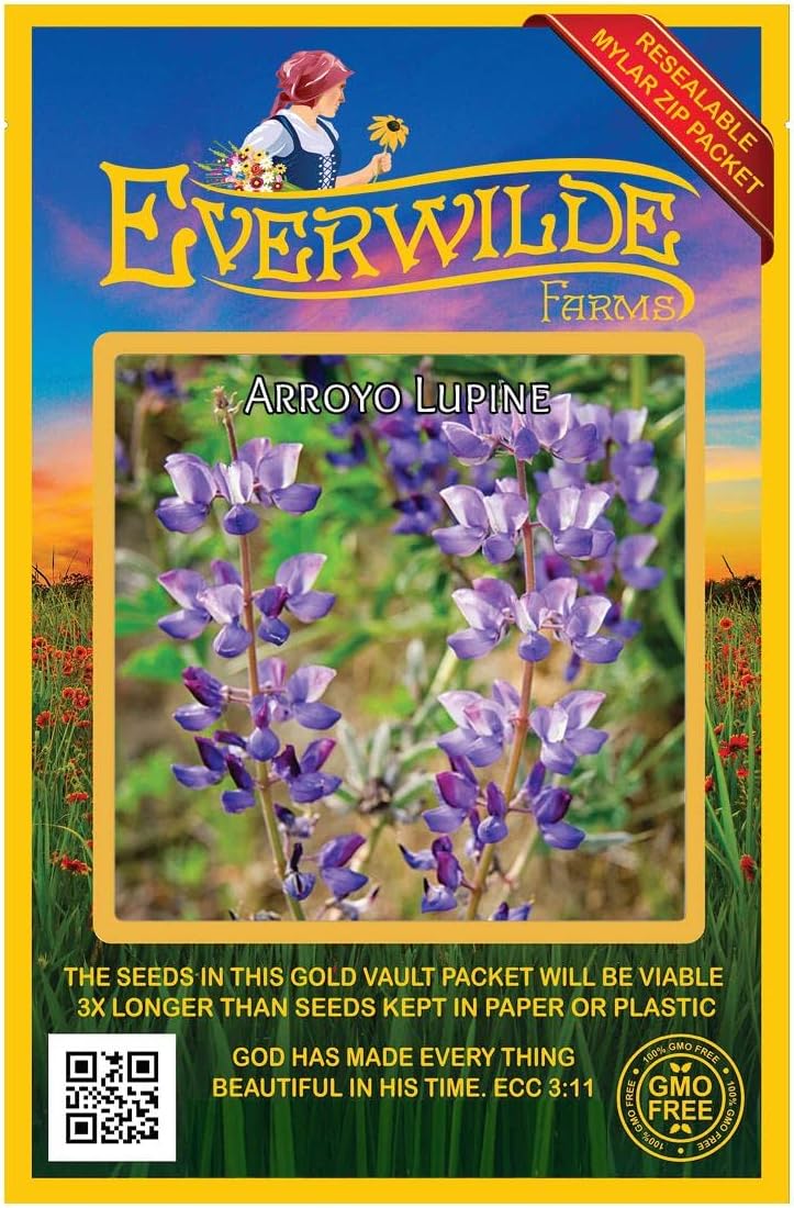 Everwilde Farms - 1 Lb Arroyo Lupine Native Wildflower Seeds - Gold Vault