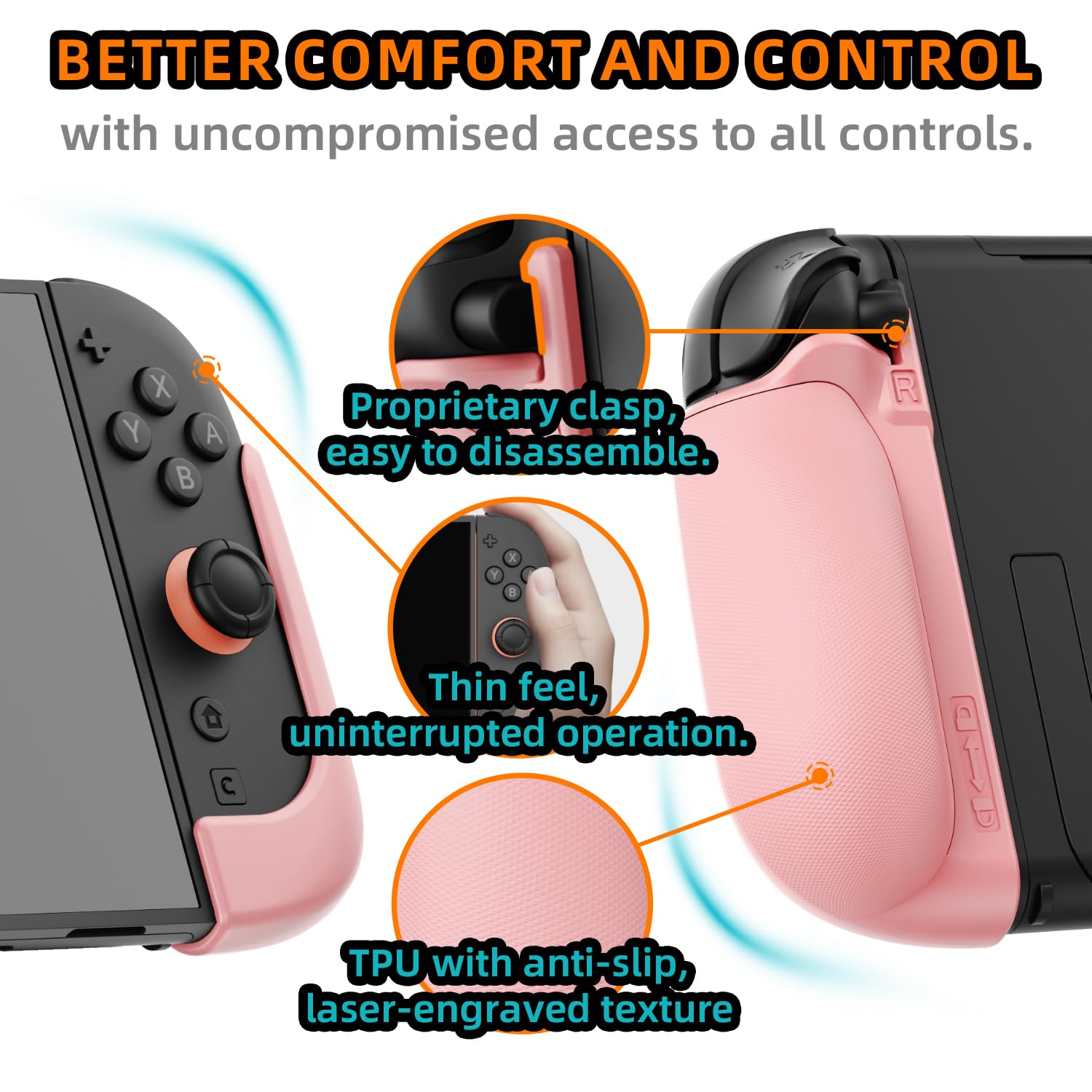 IFYOO NexGrip Ergonomic Grip Set for Nintendo Switch 2 Joycons, Grip Case Compatible with Joy Con 2 Controller, Compatible with Switch 2 Joycon, Switch 2 Accessories - Pink
