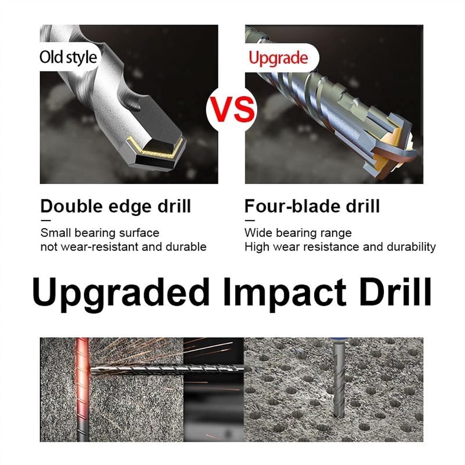6-16mm Drill Bit with Square Shank Cross Head Masonry Hole Drill Cutter for Hammer Drill Wall Brick Block Drilling 1Pcs (Color : 14x150mm)