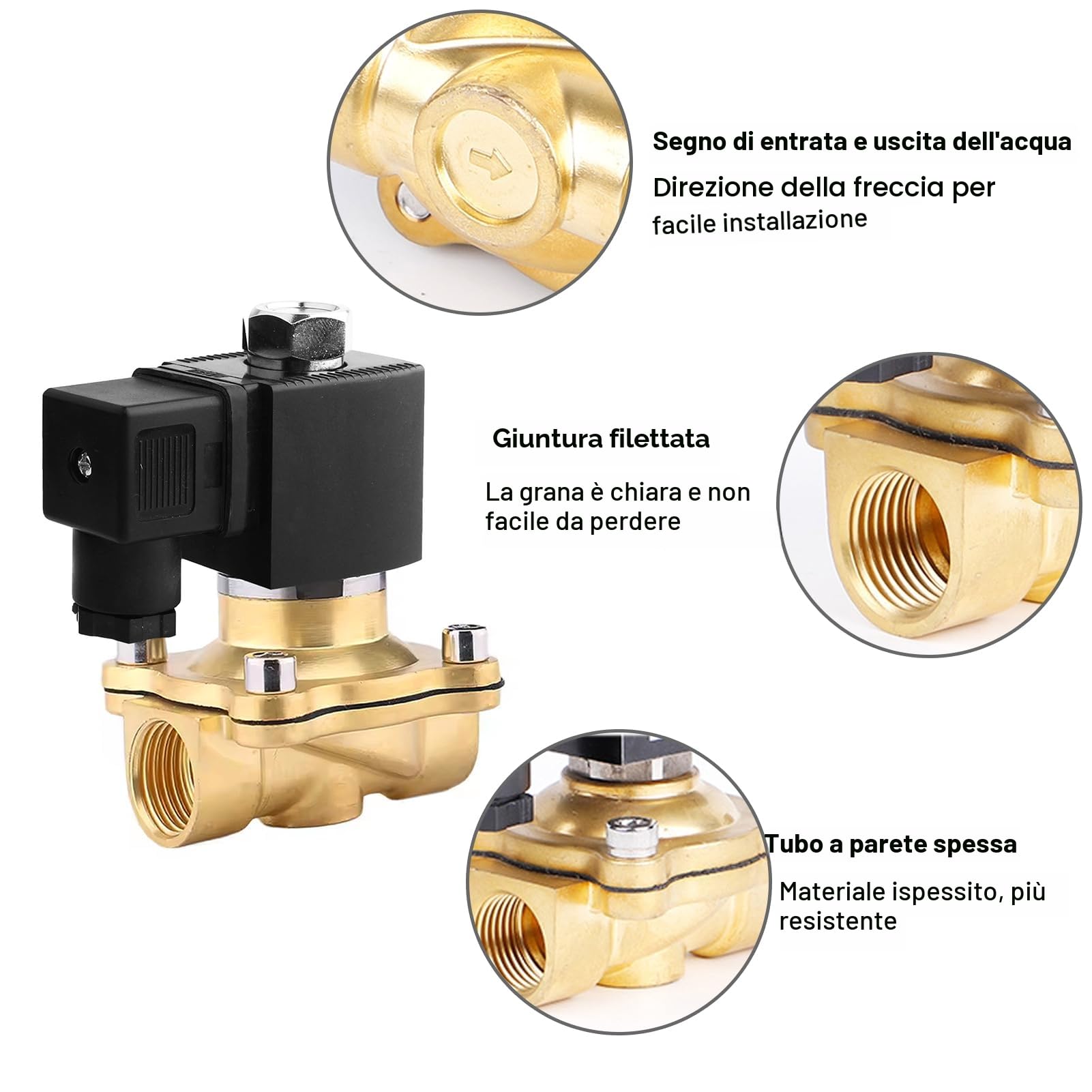 Électrovanne en laiton,1/2" 220 V en Électrovanne,Solenoid Valve magnétique en laiton,électrovanne électrique en laiton,Laiton Electrique Électrovanne,Laiton Électrovanne Magnétique Électrique
