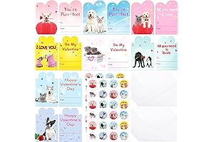 Adorable Valentine's Cards for Kids Featuring Whimsical Dogs and Cats