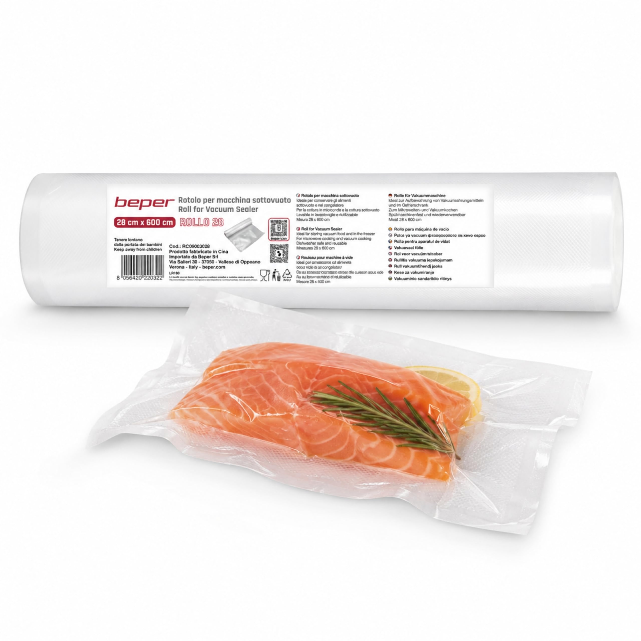 BEPER RCO9003028 Vacuum sealer bag roll 28cmx6M, White