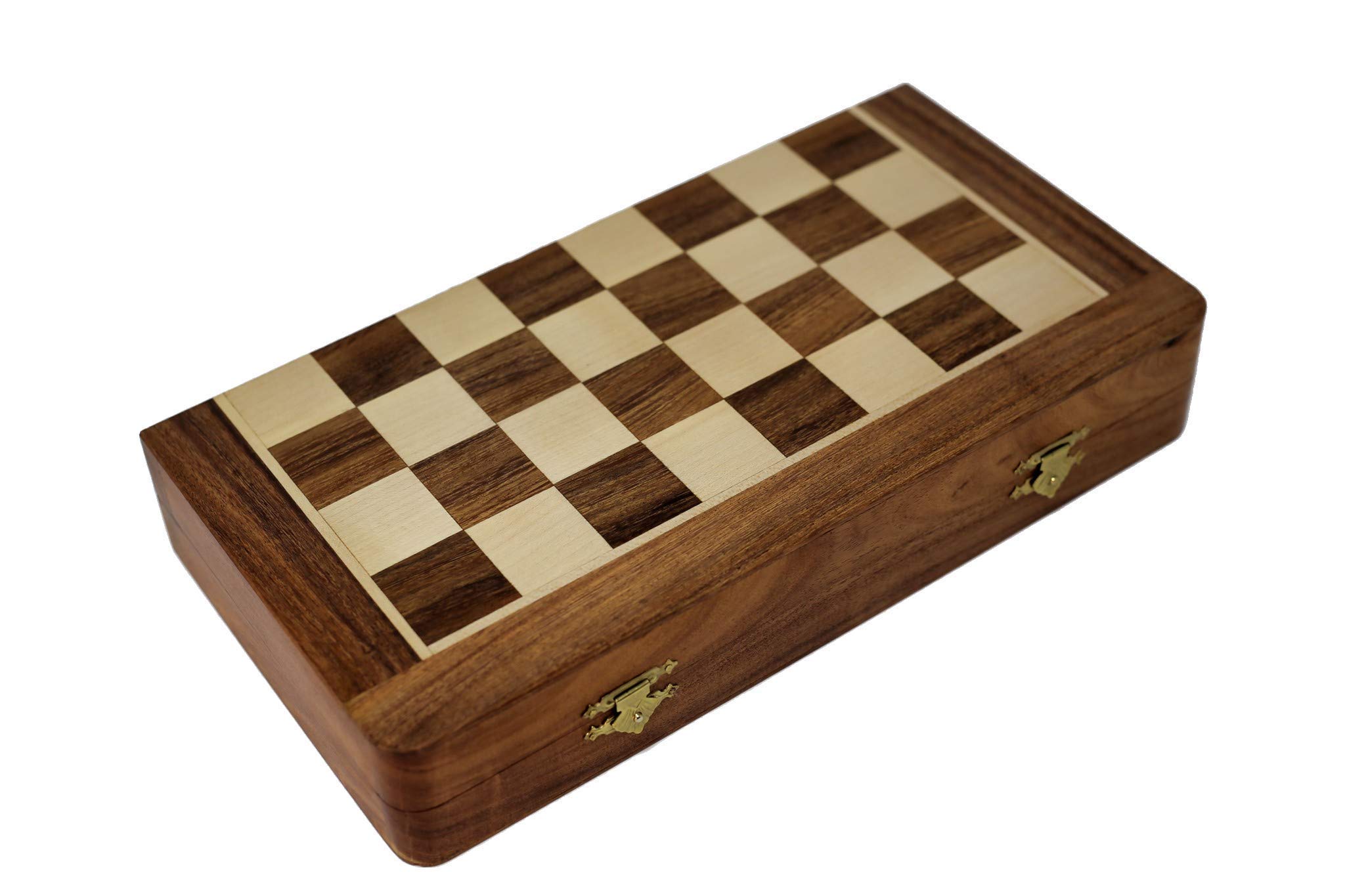 Ajuny Set di scacchi in legno con magnete per viaggio in legno di acero e sheesam pieghevole per riporre pezzi Giochi da tavolo per adulti e famiglie Dimensioni 12 x 6 x 2 pollici