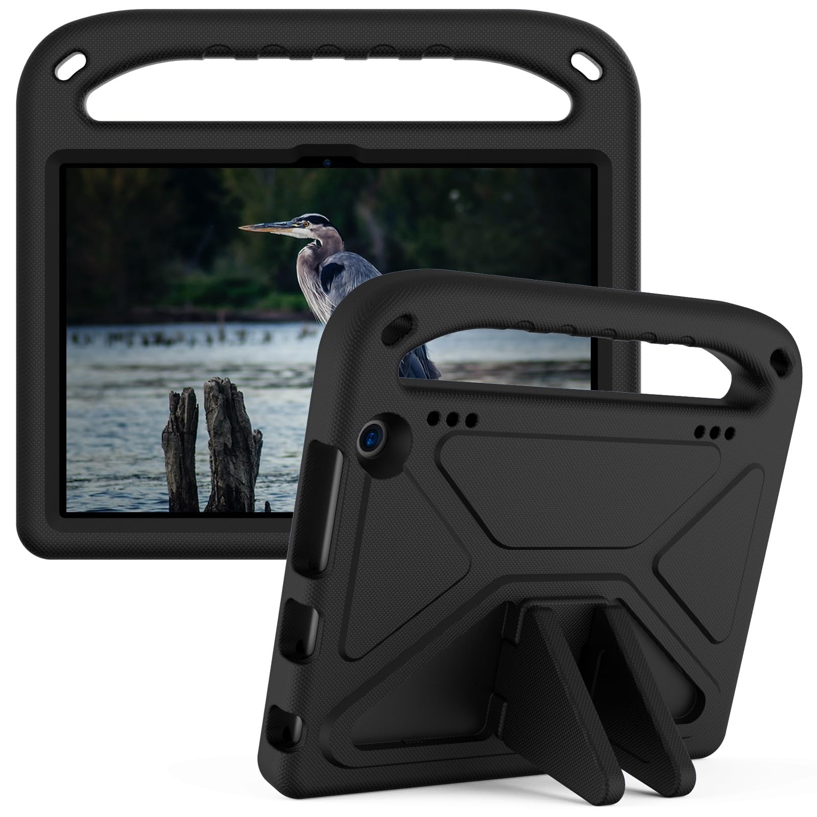 Etui na tablet Kompatybilny z Kindle Fire HD8/HD 8 Plus 2022 2020, amortyzujący wstrząsy, uchwytem, ​​EVA, ​​solidne etui na tablet dla dzieci, lekkie(Noir)