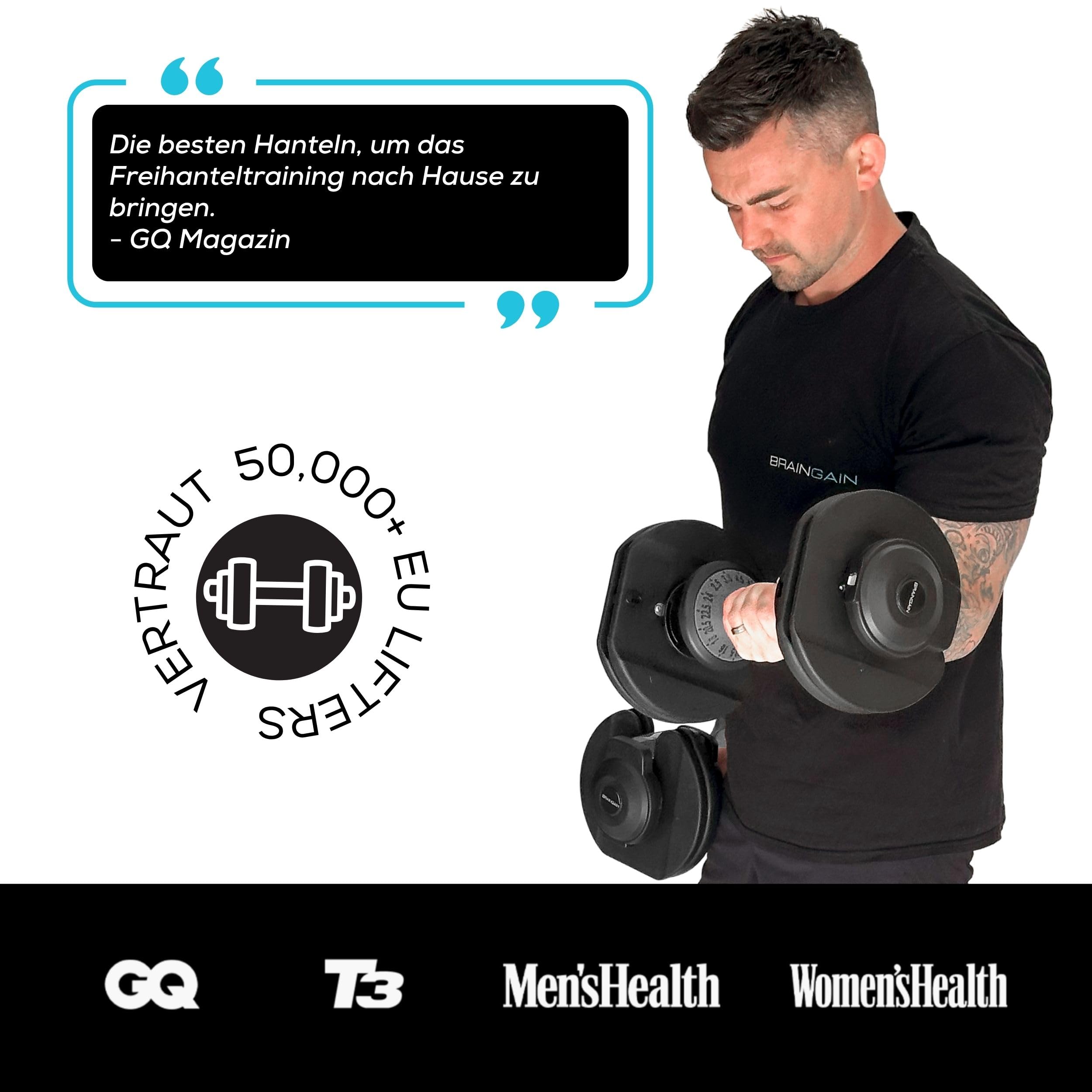 BRAINGAIN Verstellbares Kurzhantel-Paar 15 in 1 24kg Smart-Click-Technologie Anti-Rutsch-Griff