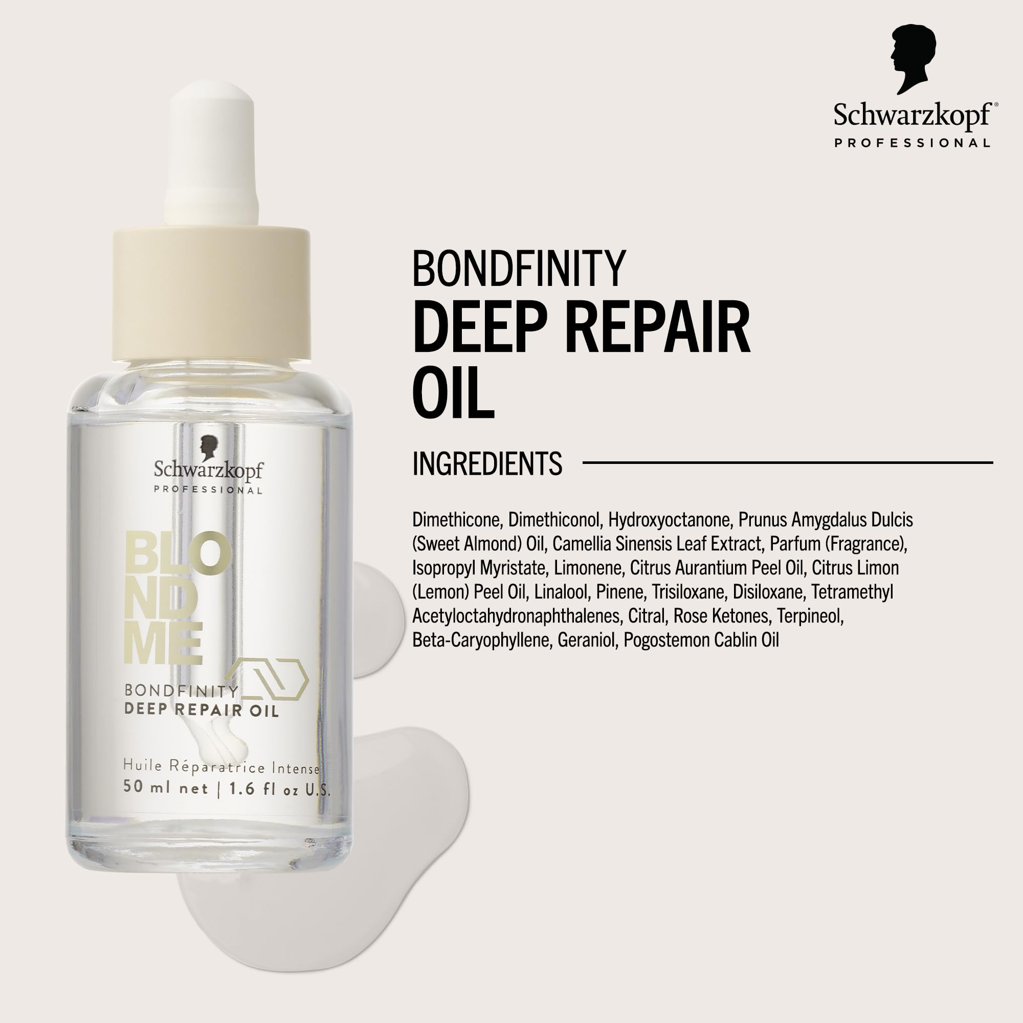 BlondMe Bondfinity Deep Repair Oil for Blonde Hair, 1.6 Fl Oz | Reduces Frizz | Heat Protection | Prevents Breakage |For Blonde, Lightened, & Grey Hair