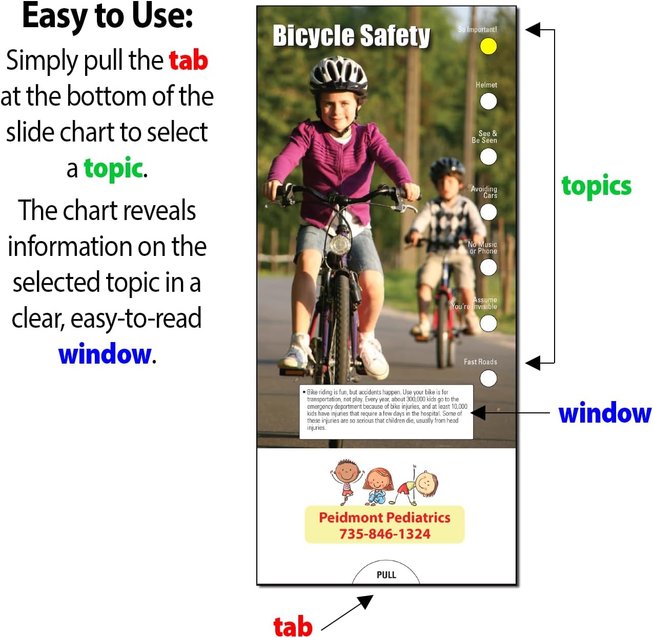 ZOCO – Bike Safety Slide Charts – Pack of 250 – Custom Logo & Text – Bicycle & Road Safety Handouts for Bike Shops, Schools & Community Programs – 3.75 x 8.5 Inches