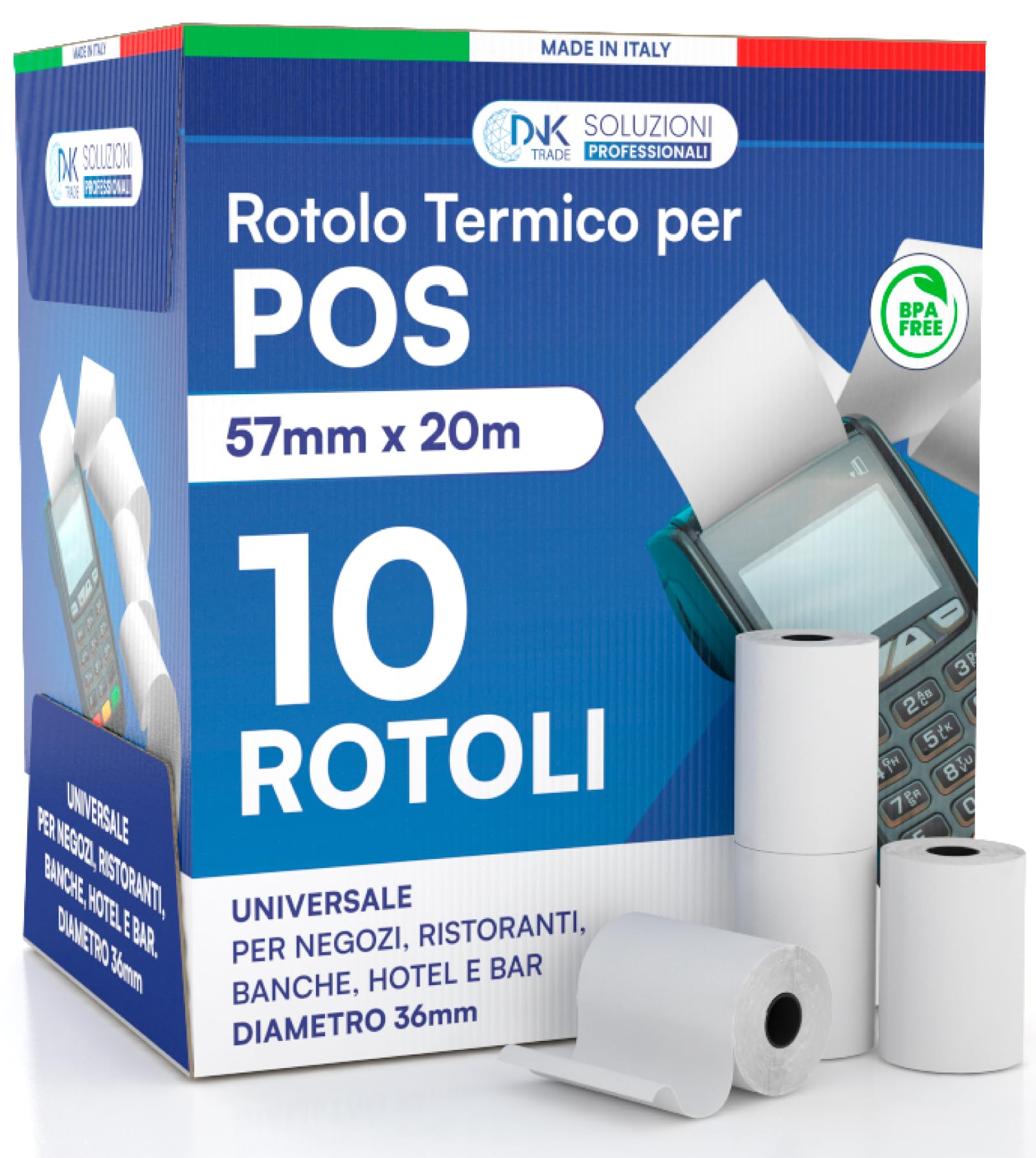 Rotoli carta termica POS 57x20 per Nexi Nexa Sumup compatibili (10)