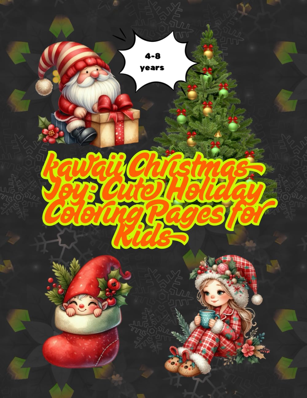 Kawaii Christmas Joy: Cute Holiday Coloring Pages for Kids: Adorable Kawaii Santa, Reindeer & Holiday Friends | Fun & Easy Christmas Coloring Book for Ages 4–8