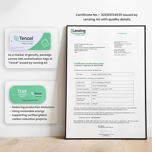 Miniatura 2 de Sábanas certificadas 100% Tencel Lyocell  Juego de 4 piezasTejido satinadoCarbono verdadero ceroSuave a la pielEtiquetas de genuidad