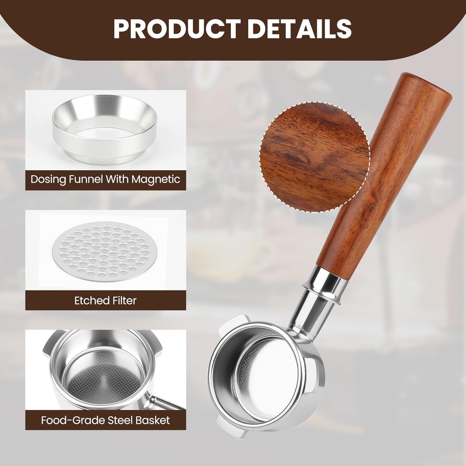 54mm Bottomless Portafilter Compatible with Breville Barista Express/Pro/Touch/Bambino Plus and Bambino Plus, Filter Basket + Puck Screen Included