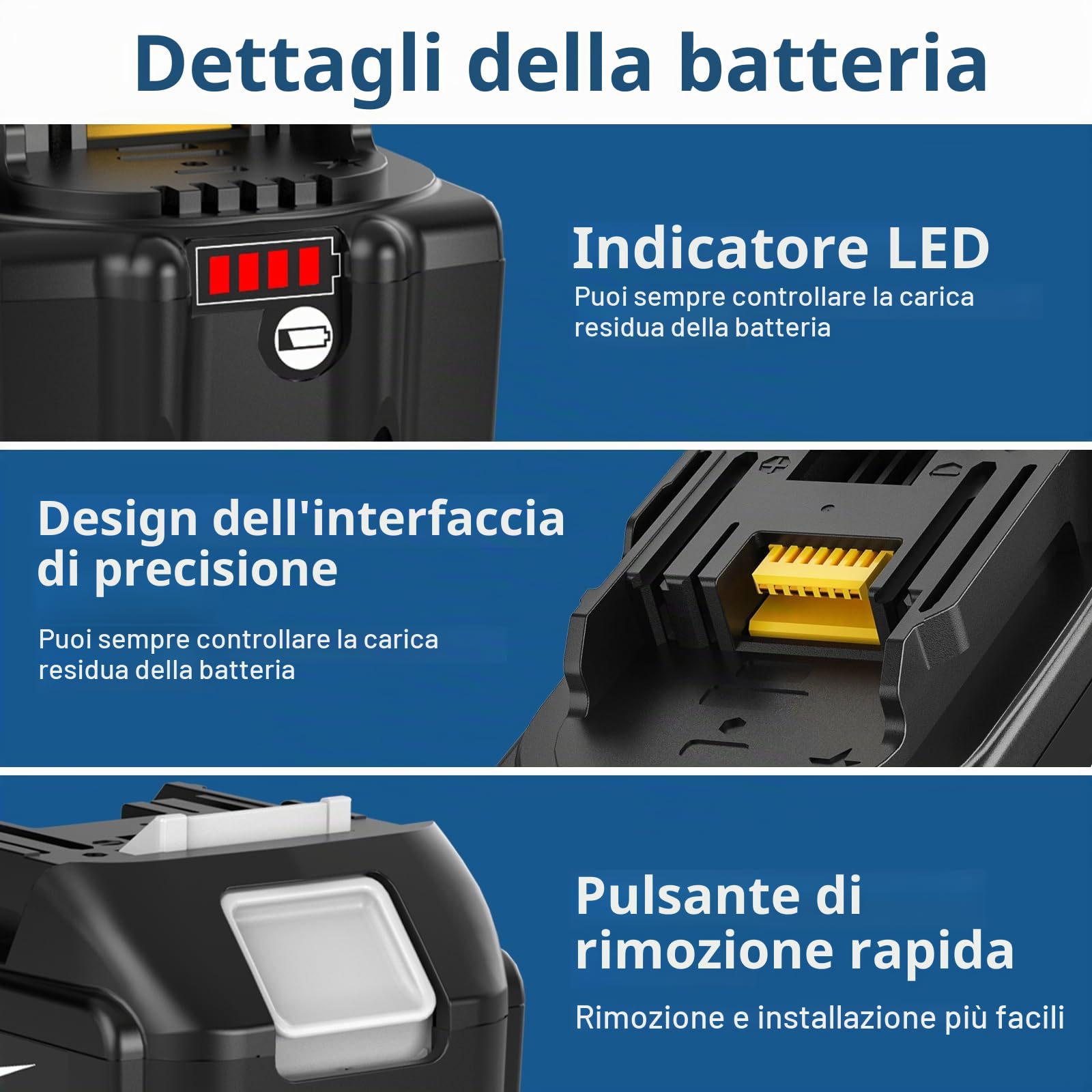 2 pezzi 5,0 Ah/5000mAh BL1860B compatibile per Makita Batteria BL1860B BL1850B BL1840B BL1830B BL1820 BL1815 BL1825 BL1835 BL1845 194205-3 194309-1 LXT-400 (Blu)