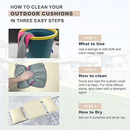 Miniatura 6 de Kullavik Funda de cojín de patio al aire libre, funda de asiento a prueba de salpicaduras, funda de muebles lavable, funda de cremallera suave y