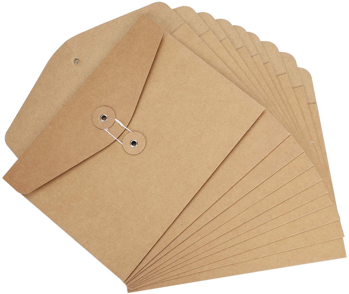 10pcs Chemises A5 en Papier Kraft Pochette à document Sac Enveloppe de Document Fichiers avec Ligne Boucle Porte-documents Stockage de Dossiers Portable Durable pour Bureau Scolaire