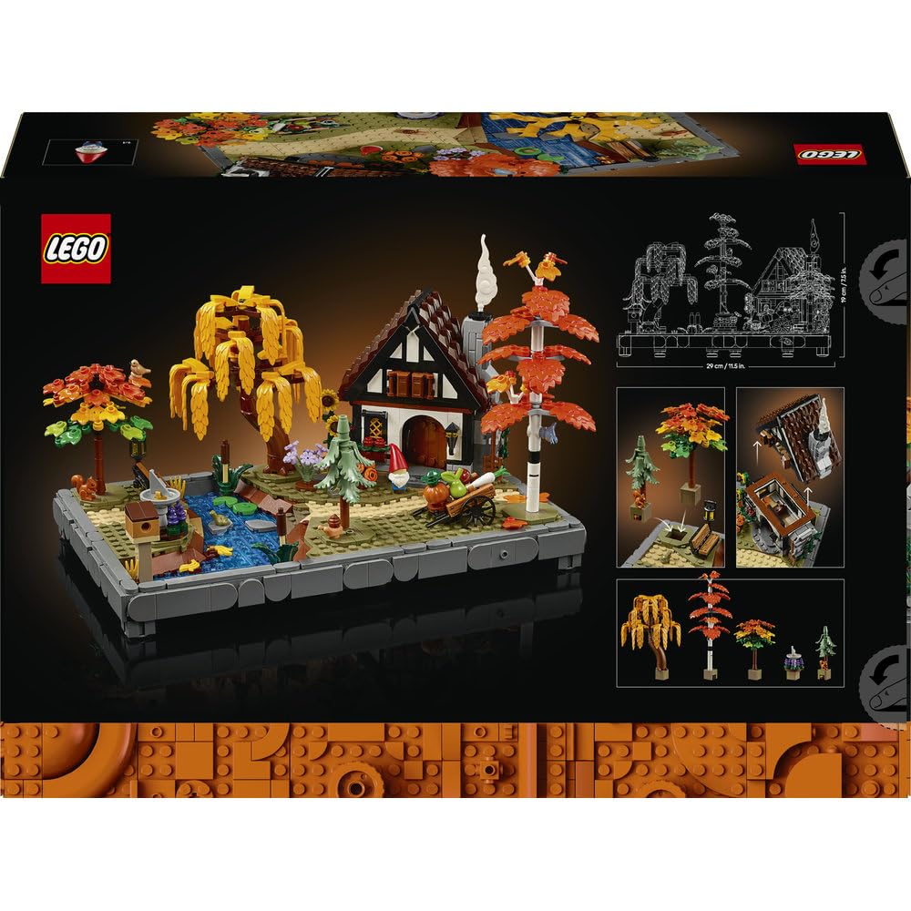 LEGO Icons Jesienny ogród z chatką 11372 | Rustykalna dekoracja do domu, kreatywne hobby, prezent dla dorosłych, zestaw klocków dla kobiet i mężczyzn, 1102 elementy