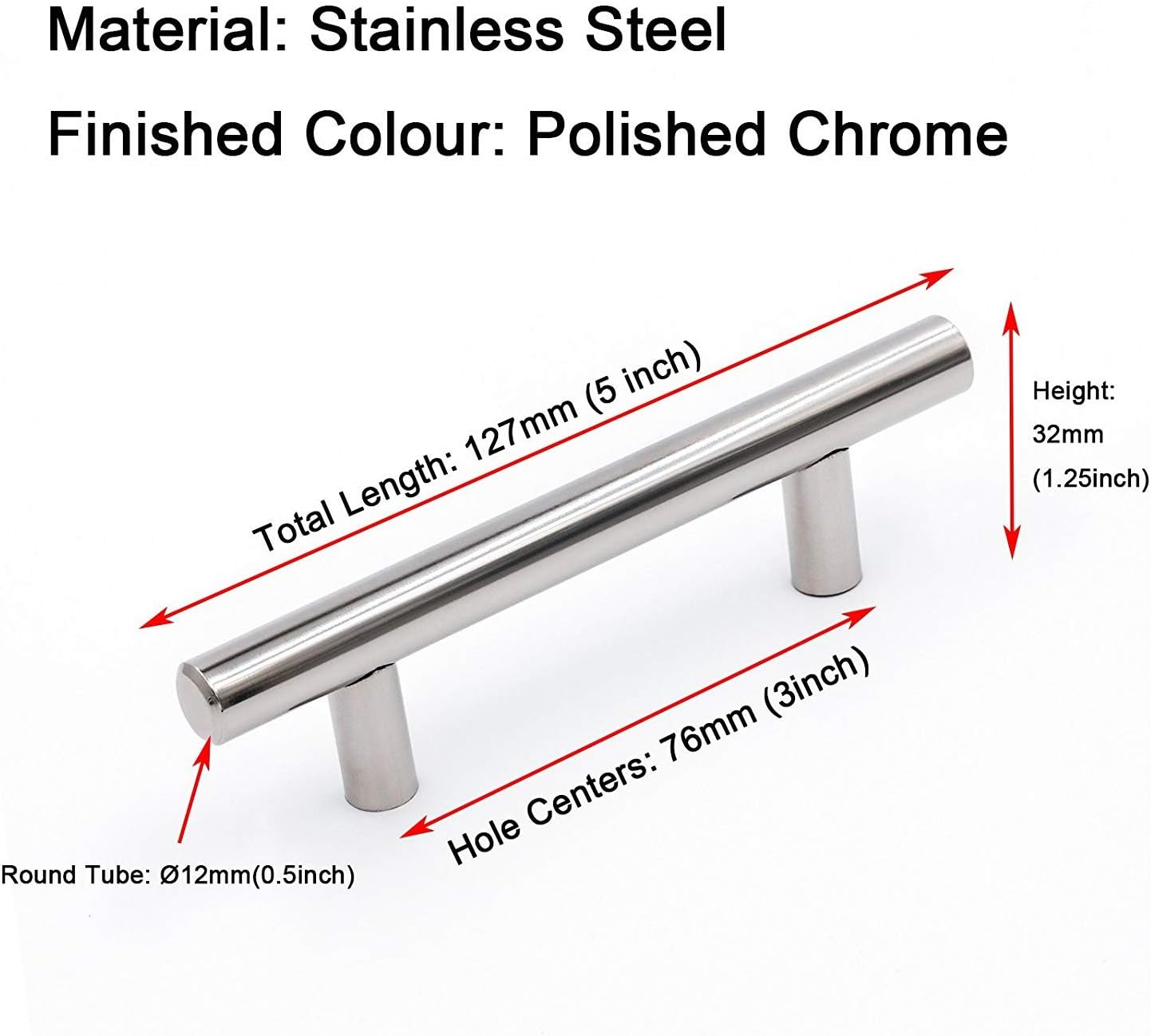 homdiy Drawer Handles 3 inch Polished Chrome Cabinet Pulls 10 Pack HD201CP Knobs for Kitchen Cabinets Handles for Dresser Drawers Euro Bar Pulls Modern Cabinet Hardware