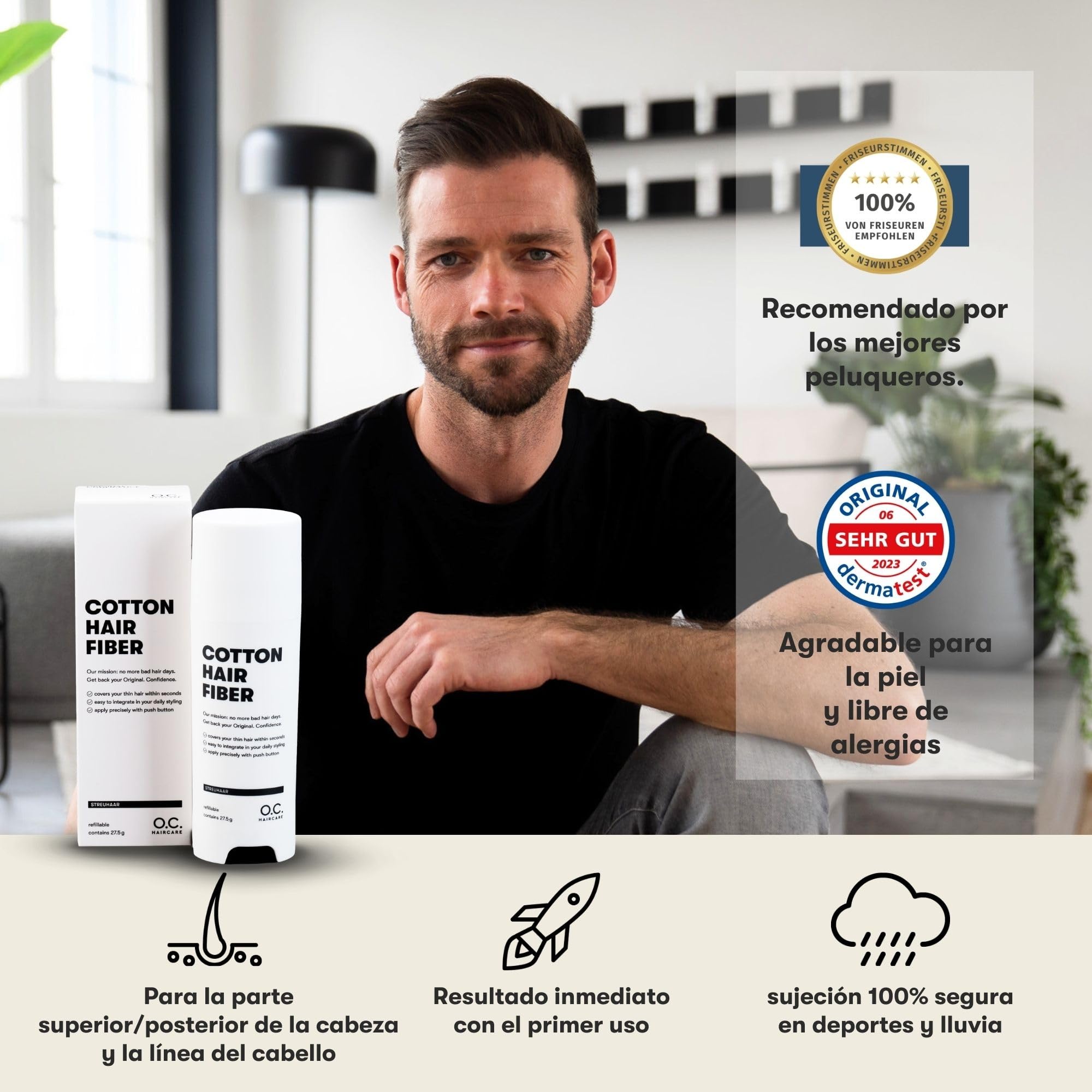 O.C. HAIRCARE Hair Thickening Fibres, for partings bald spots on the top and back of the head, recommended by leading salons - Image 3