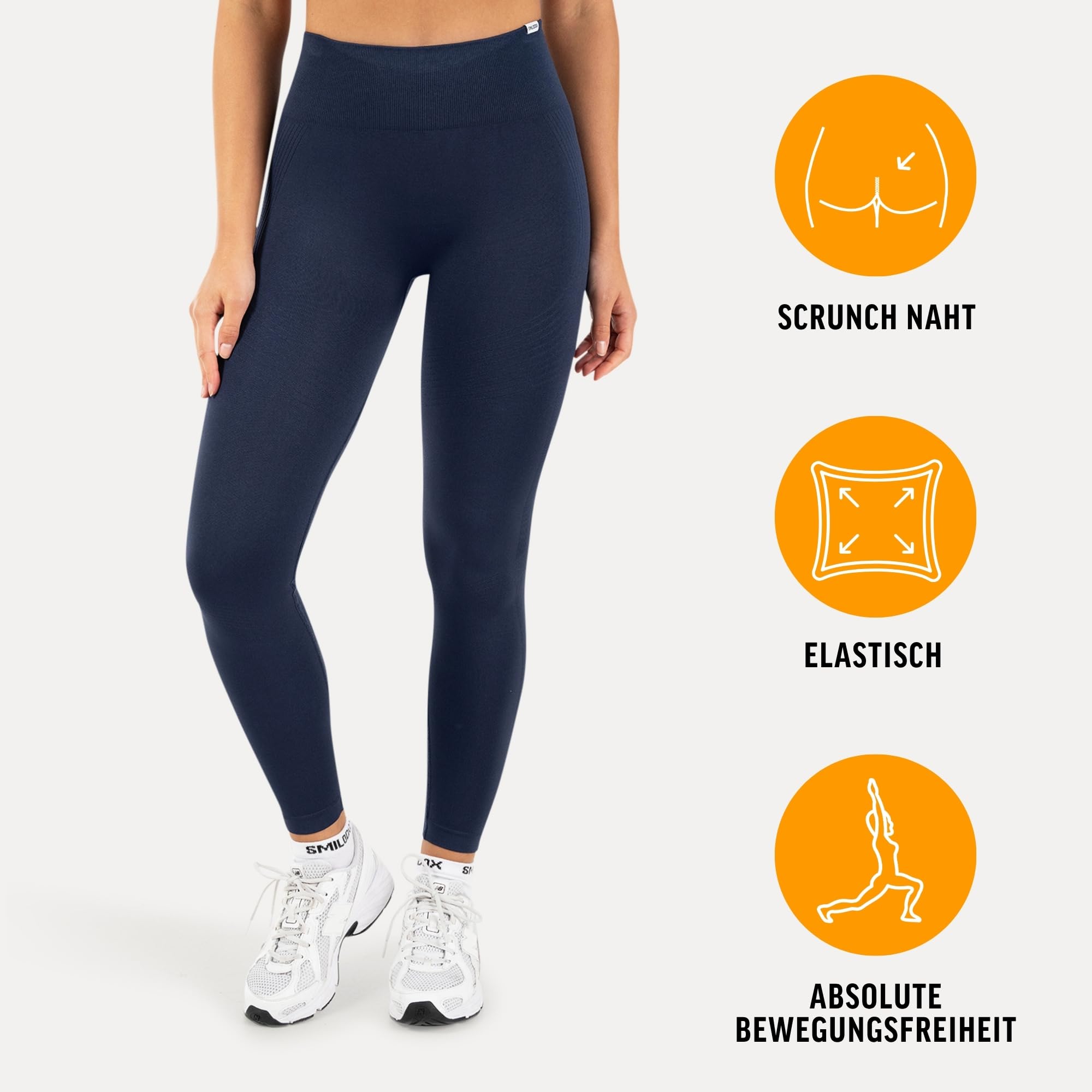 SMILODOX Leggings Damen Vonda Seamless Sportleggings mit Scrunch, High Waist und V-Shape Bund, Gym Leggings, Yogaleggings, Fitnesshose mit Push Up und Scrunch Butt, Sport, Training & Freizeit