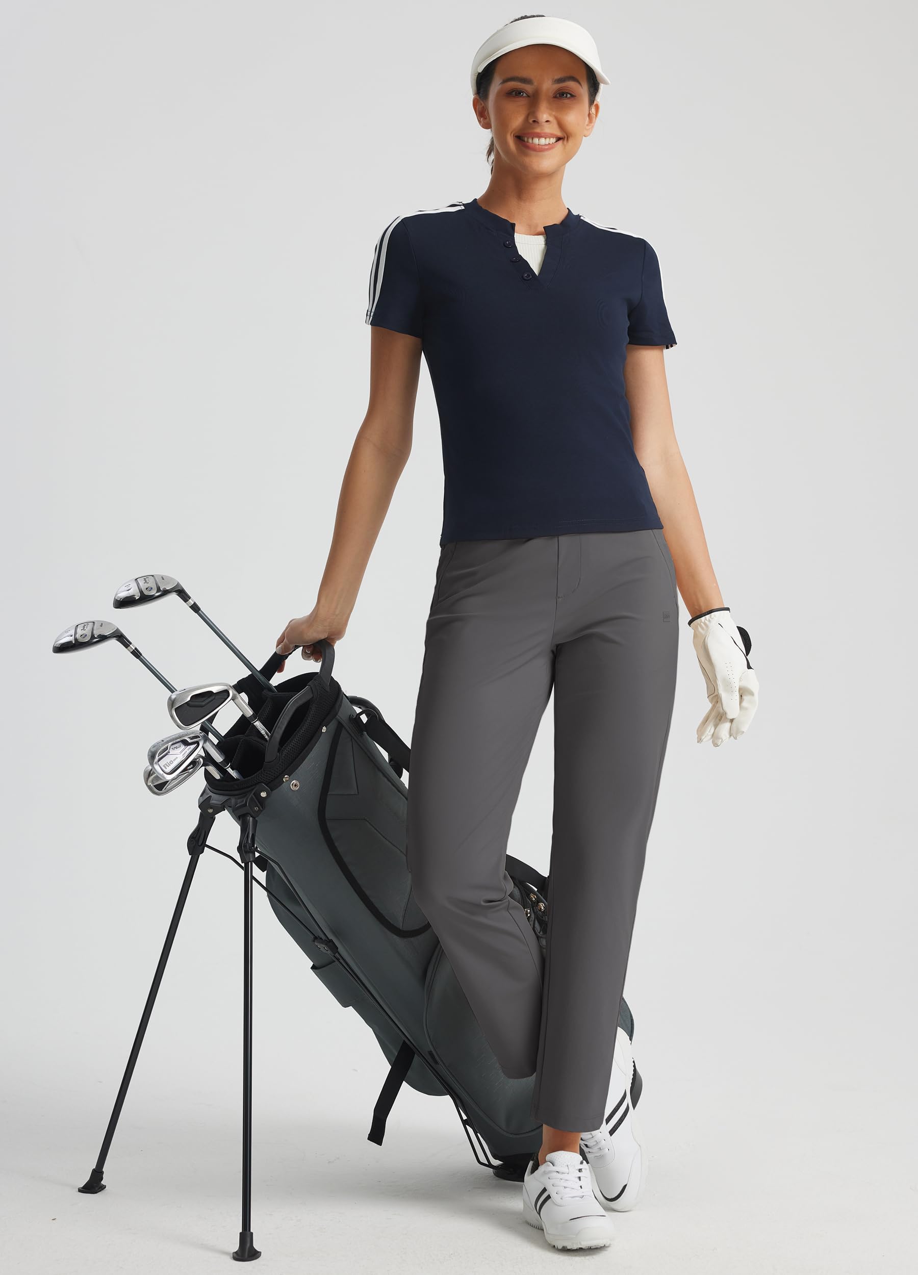 Libin Pantaloni da Golf Donna 7/8, Pantaloni Jogging Leggeri Traspiranti, Pantaloni Estivi Elastici, Modello Casual Ed Elegante con Tasche
