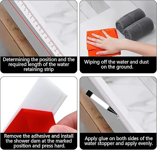 Miniatura 4 de Risunpet Presa de agua plegable para umbral de ducha, barrera de agua para puerta de ducha, separación seca y húmeda, tapón de agua para cocina,