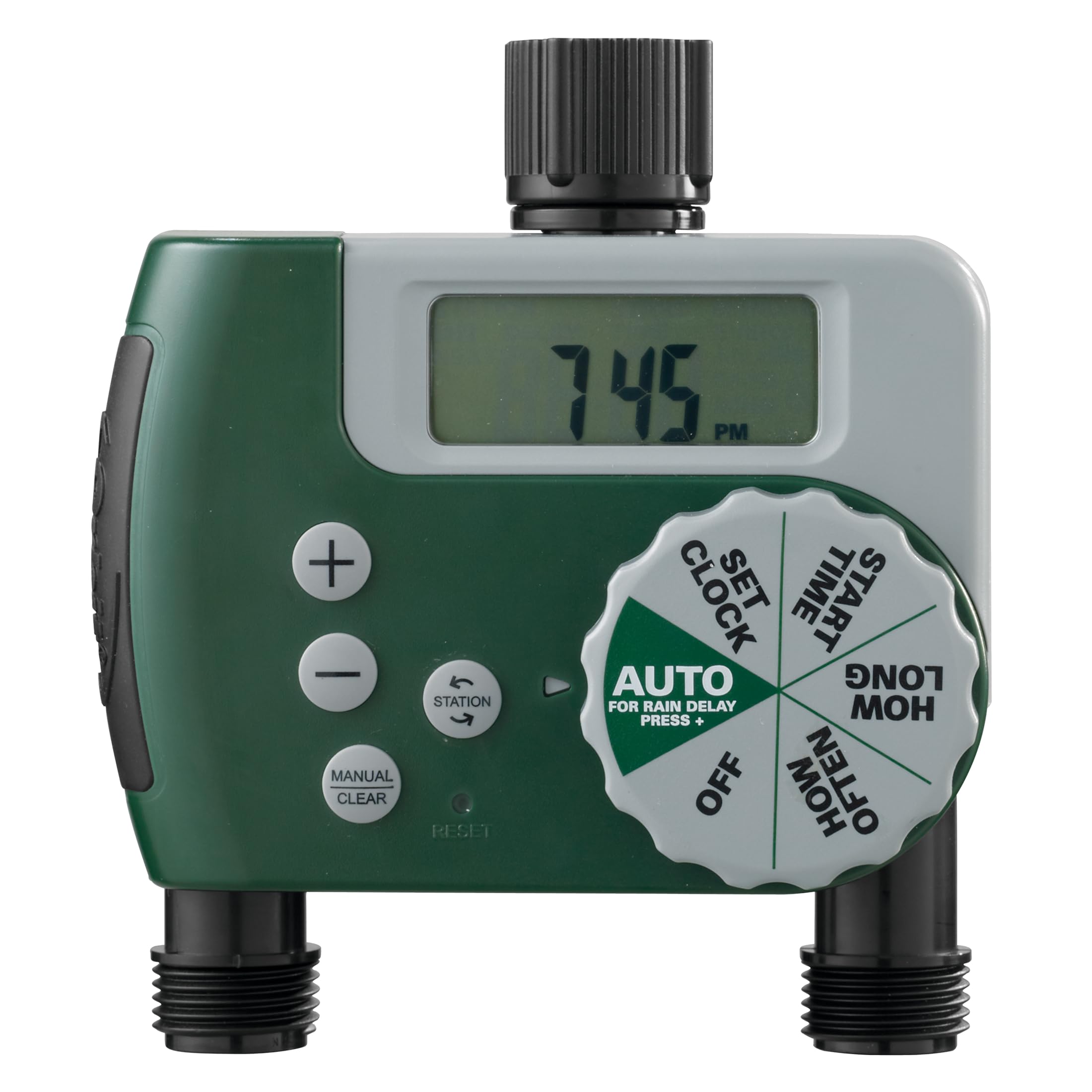 Photo 1 of Orbit Programmable Digital Hose Watering Timer - 2 Outlet - Battery Powered - with LCD Screen - Built-in Rain Delay - Water-Resistant - 58910