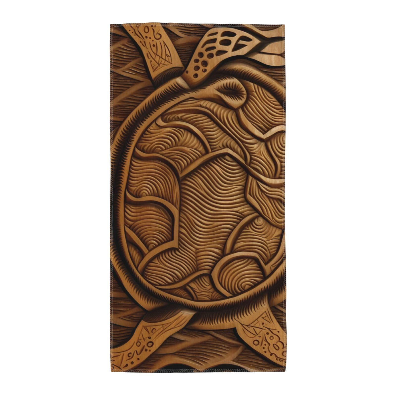 FekiLoot Absorbent Hand Towels 12"X24" Decorative Bathroom Towel Soft Microfiber Face Towel Hawaiian Tapa Honu Turtle Dish Kitchen Towels for Bathroom Kitchen Hotel Spa Bath Towels