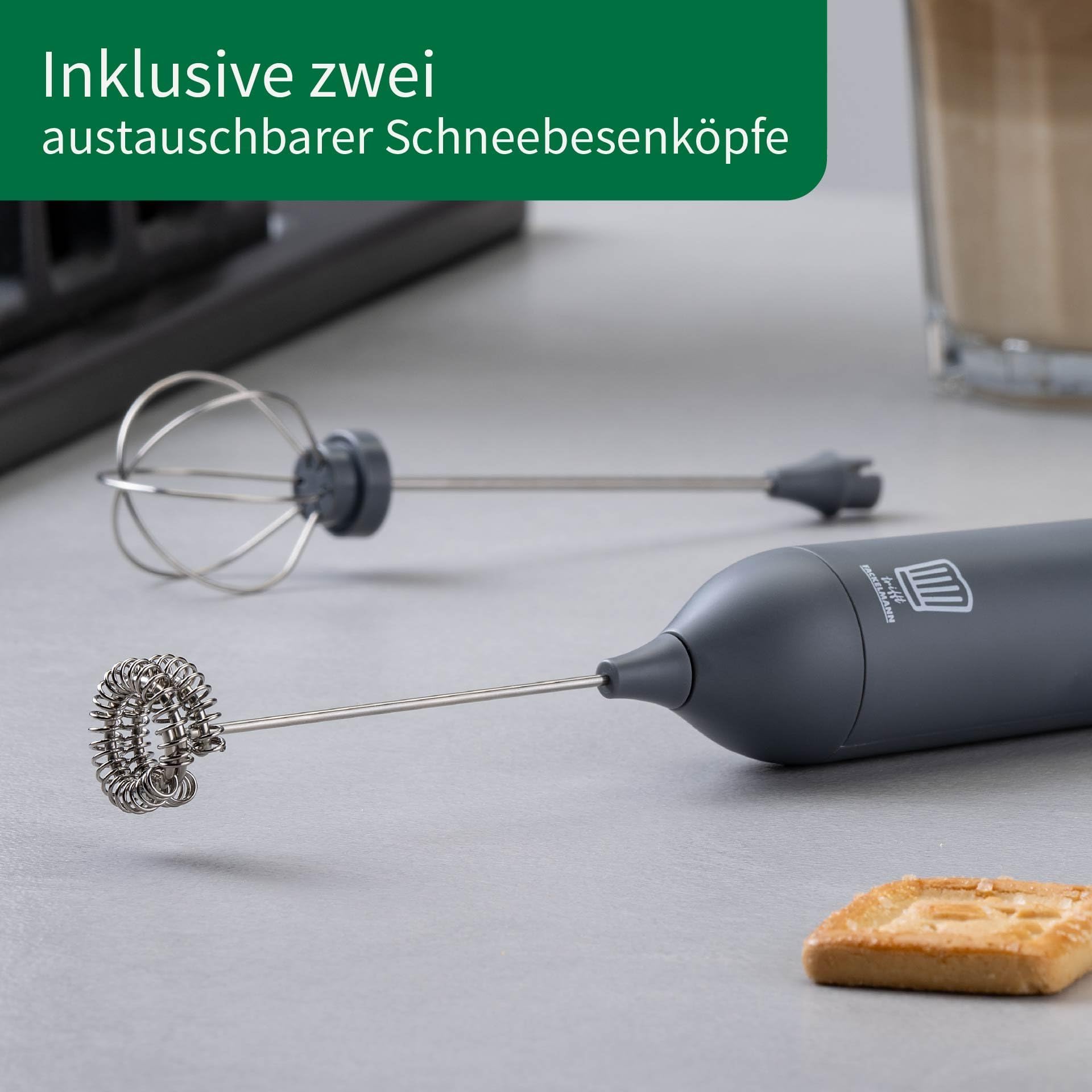 Chefkoch incontra Fackelmann - Montalatte elettrico con 2 fruste, ricaricabile USB-C, 3 velocità, grigio scuro
