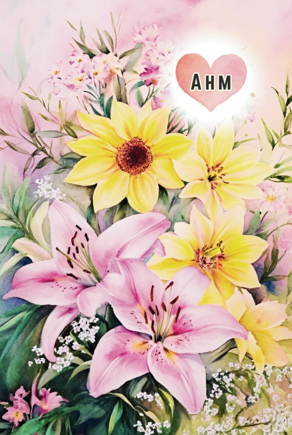 Ahm Journal - Flowers and Heart Watercolor Art Style: Arabic Mum Diary
