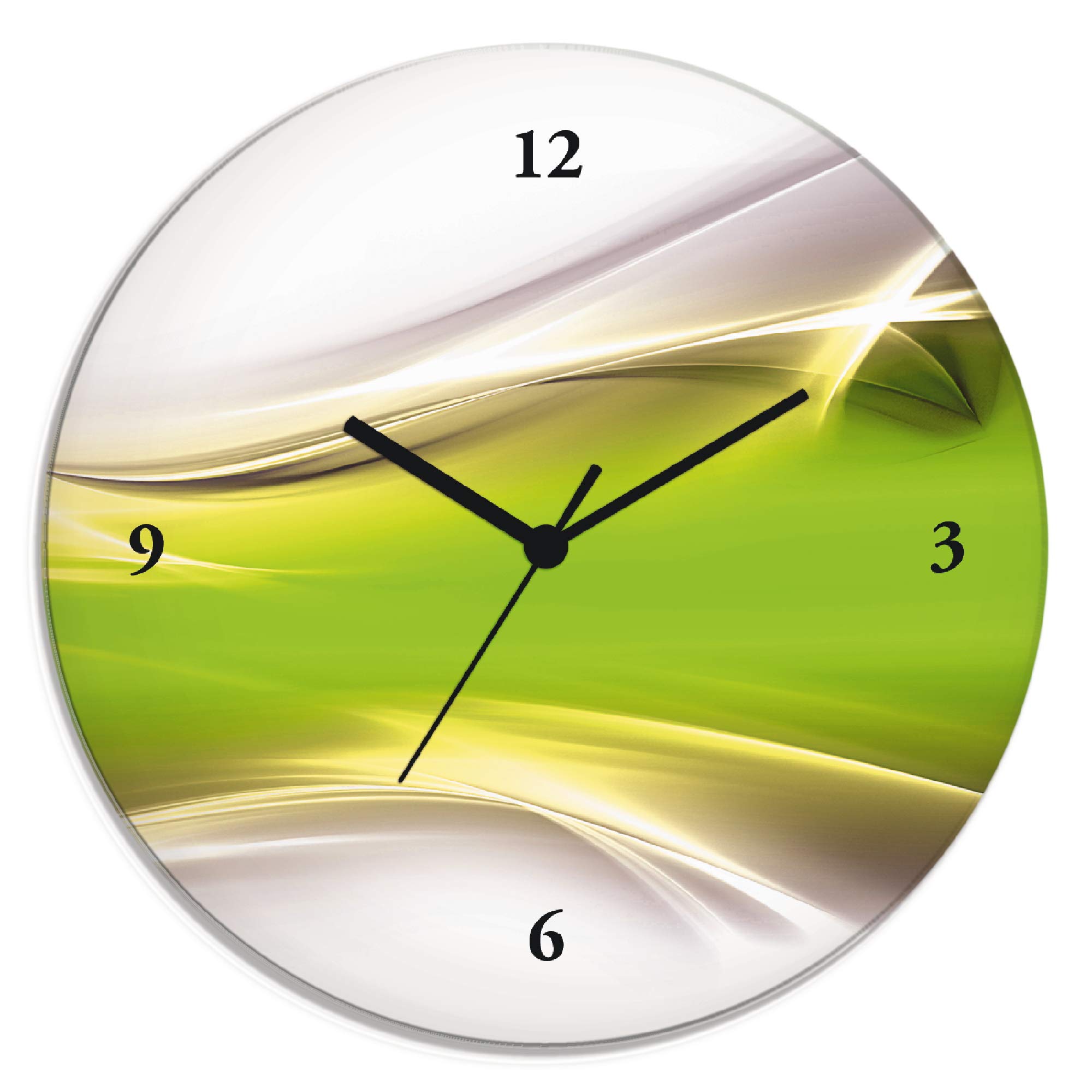 ARTLAND Wanddeko Wanduhr ohne Tickgeräusche Glas Funkuhr Ø 30 cm Rund Lautlos Design Abstrakt Kunst Modern Ausgefallen Kreativ T9HZ